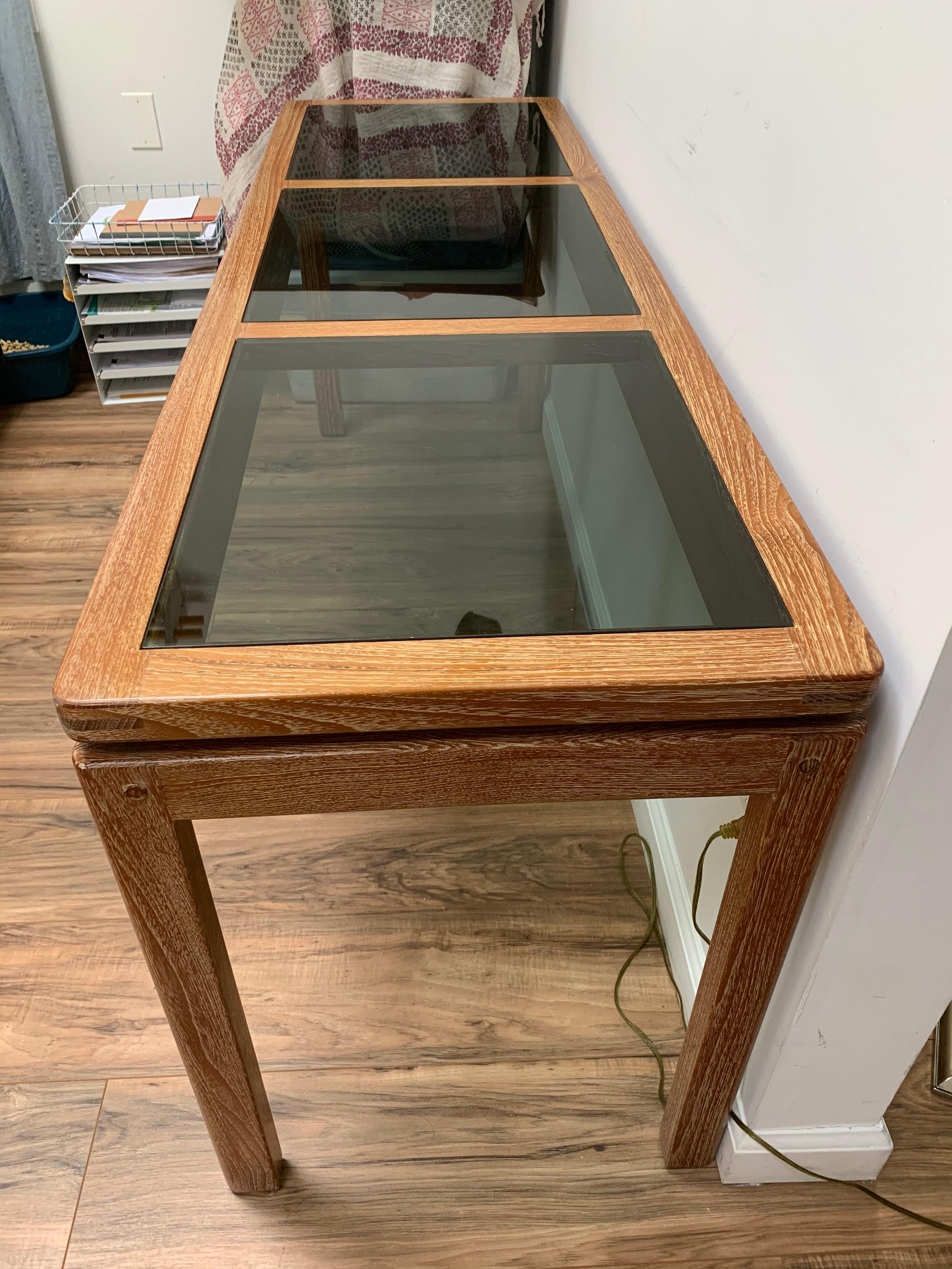3 Glass Panel Floating Entry Console For Sale 1
