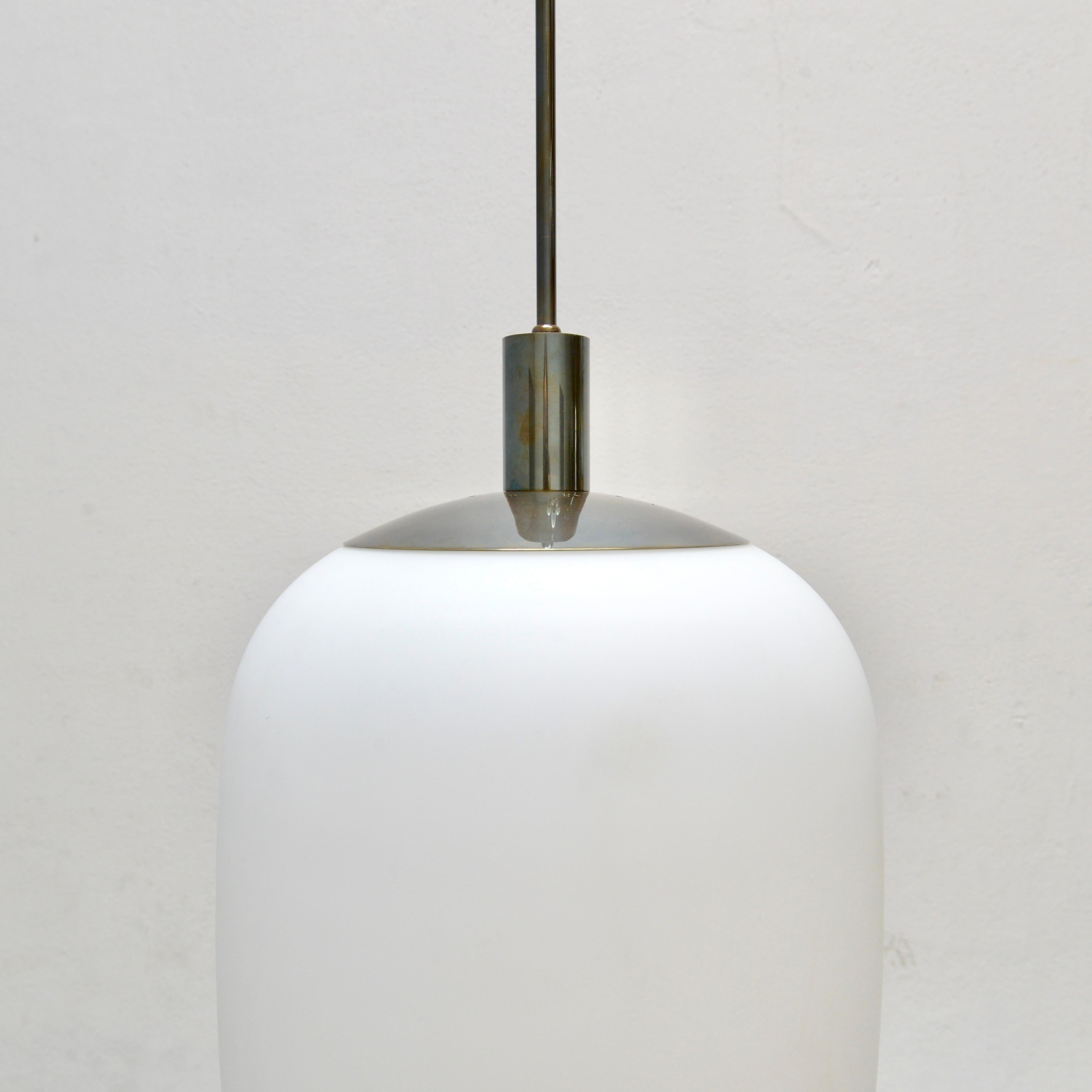 Mid-Century Modern 3 Glass Pendants in the Manner of Stilnovo For Sale