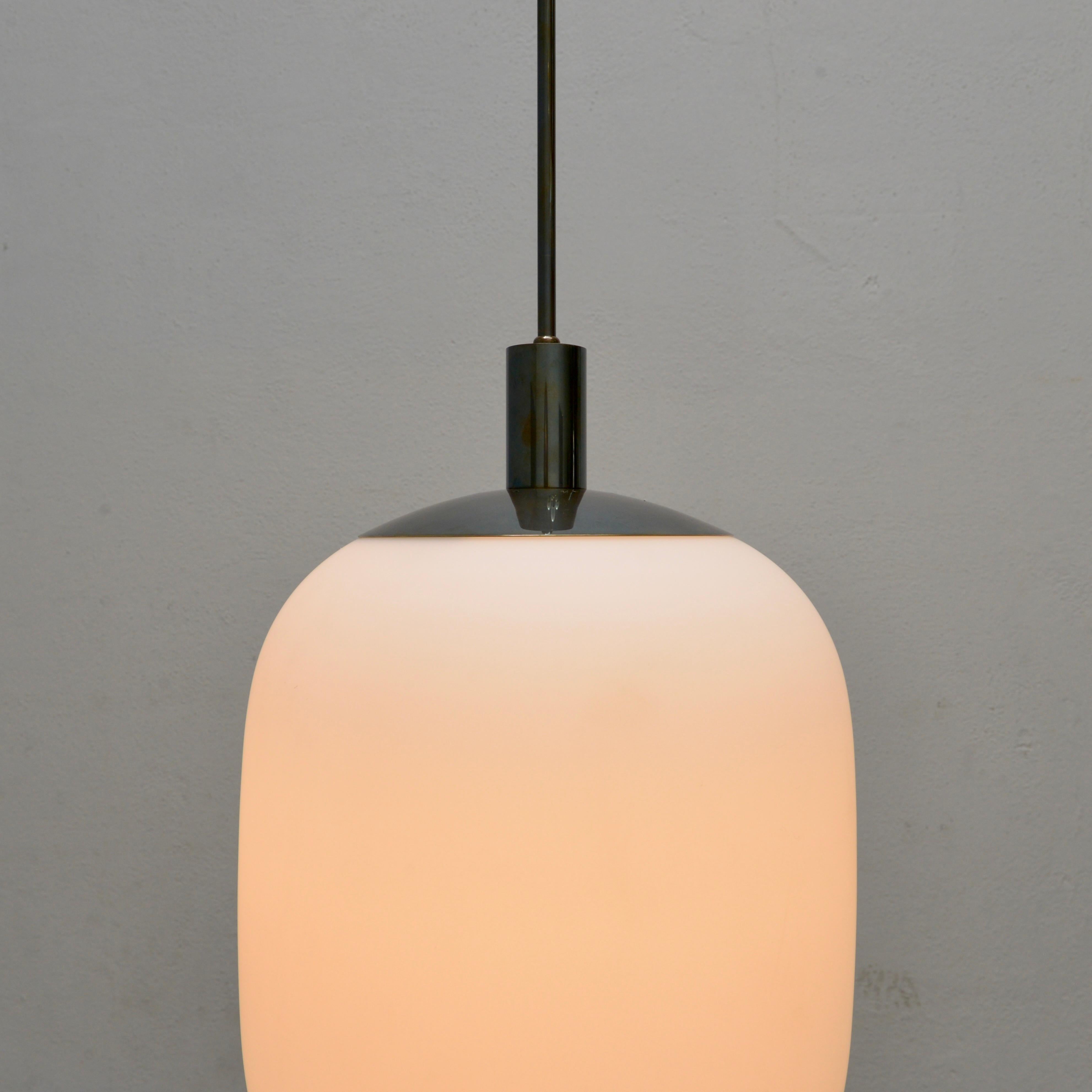 Contemporary 3 Glass Pendants in the Manner of Stilnovo For Sale