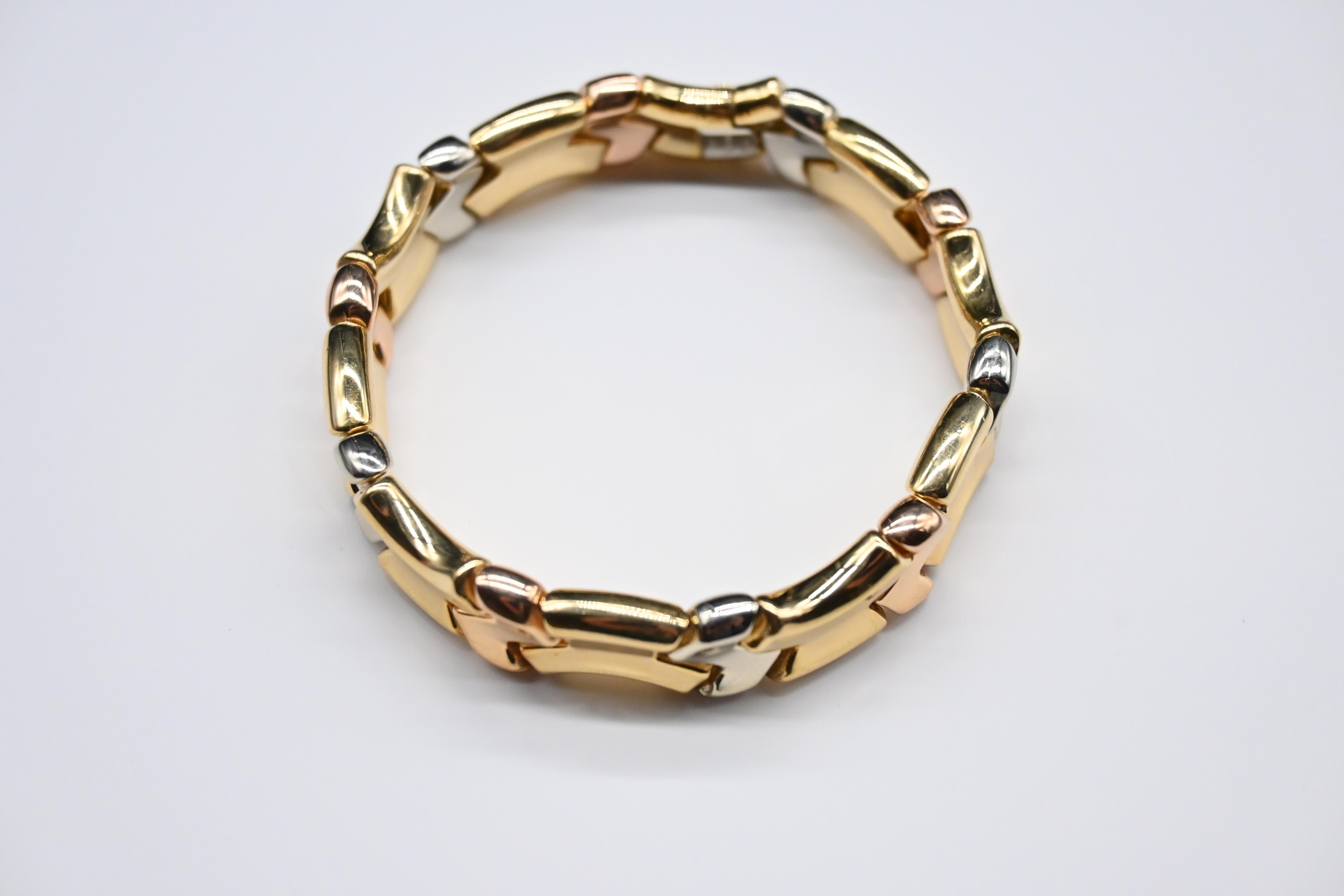 3 Golds Modern Mesh Bracelet In Excellent Condition For Sale In Vannes, FR