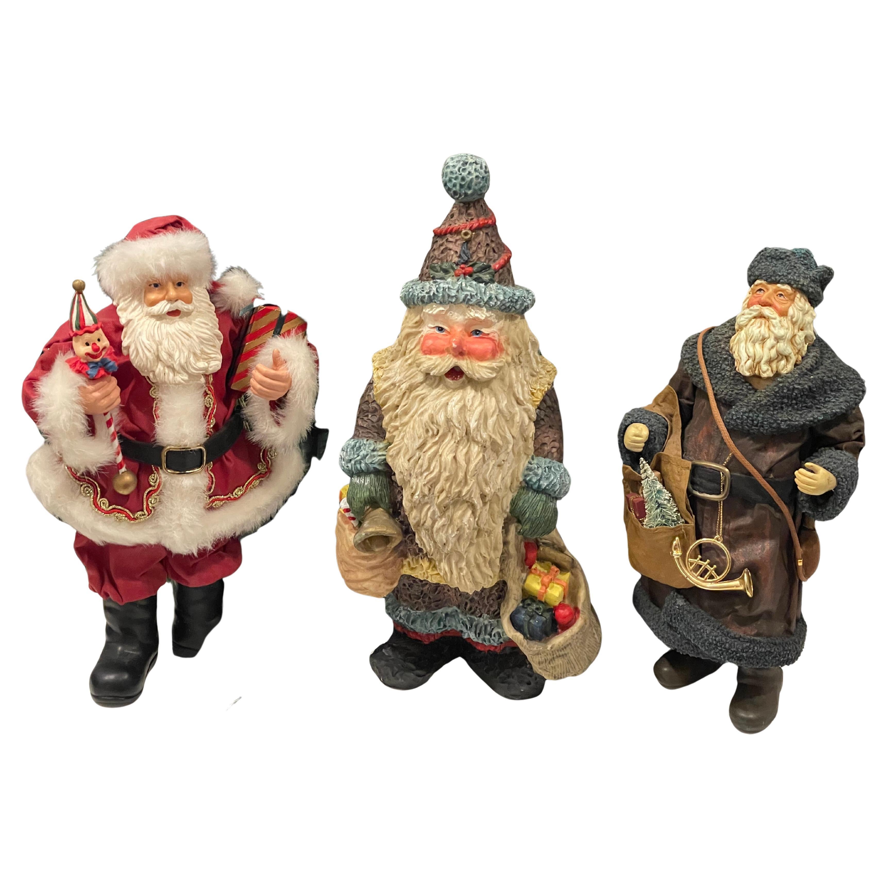 3 splendide statuette di Babbo Natale Vintage