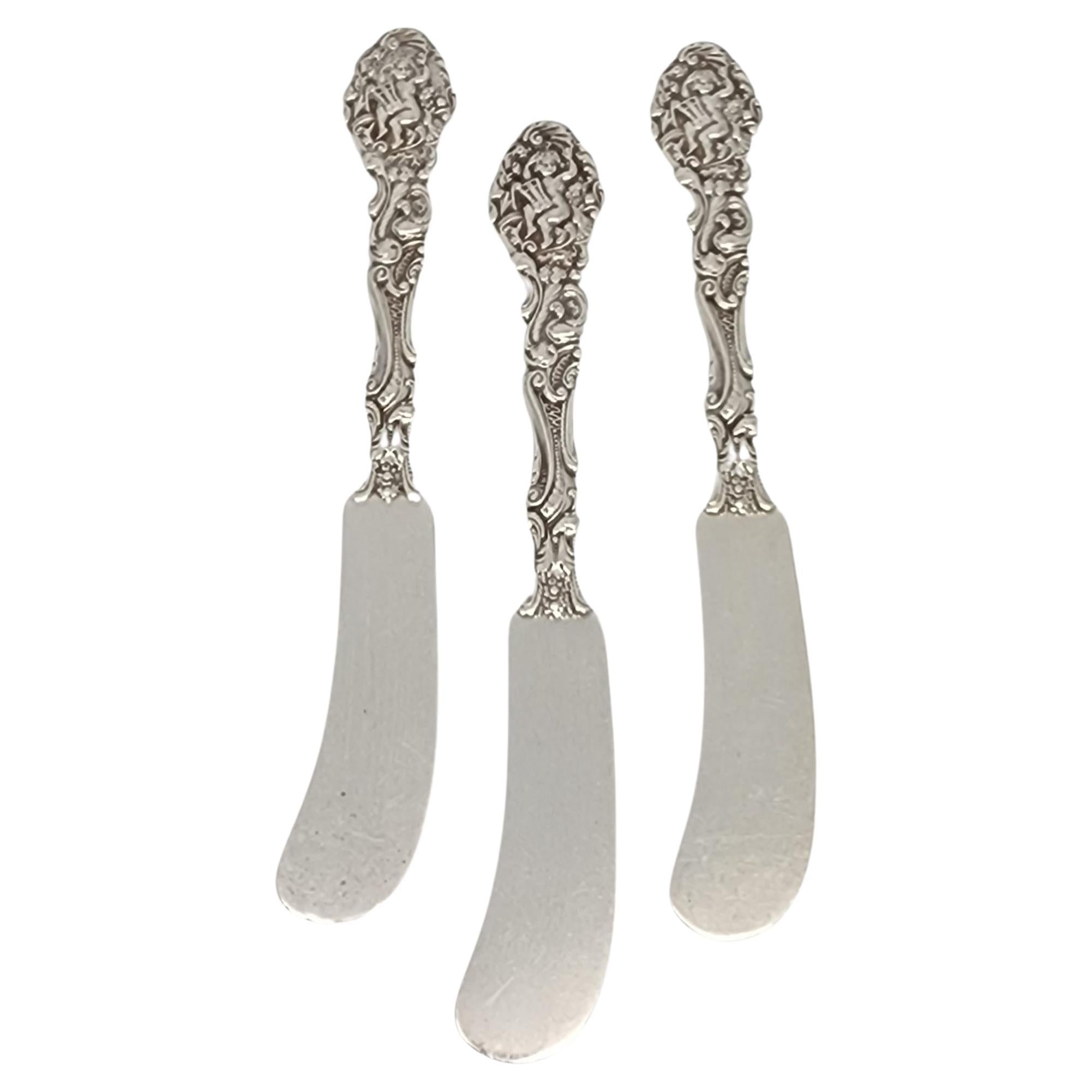 3 Gorham Versailles Sterling Silver Flat Handle Butter Spreaders w/Mono #17135 For Sale
