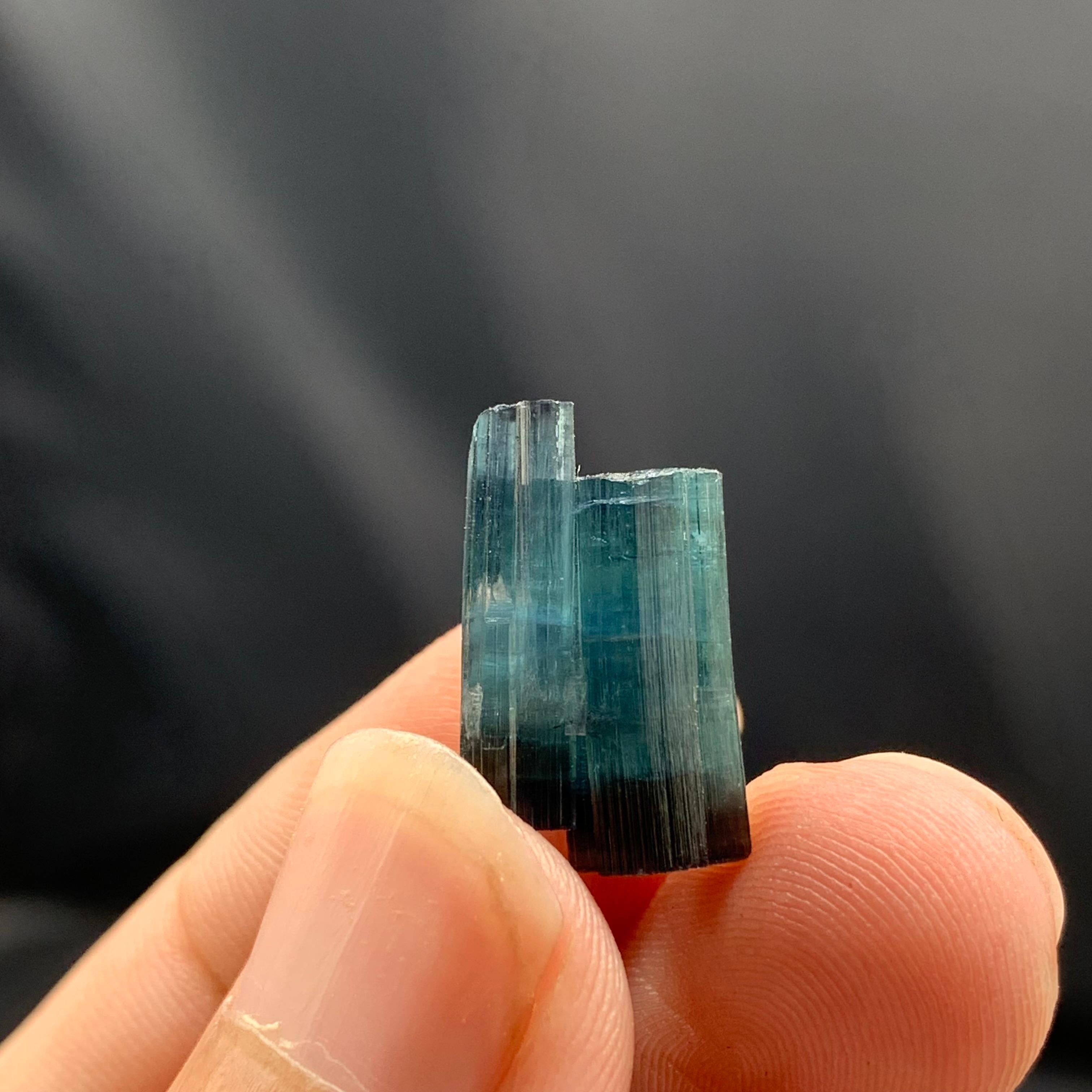 PRODUCT INFORMATION:

Specimen Name: Tourmaline crystal

Weight: 3 grams

Dimension: H: 1.8 x W: 1 x D: 0.8 cm 

Treatment: None

Origin: Dara I Pech, Chapa Dara, Kunnar Province, Afghanistan

DESCRIPTION:

This exquisite Indicolite Tourmaline