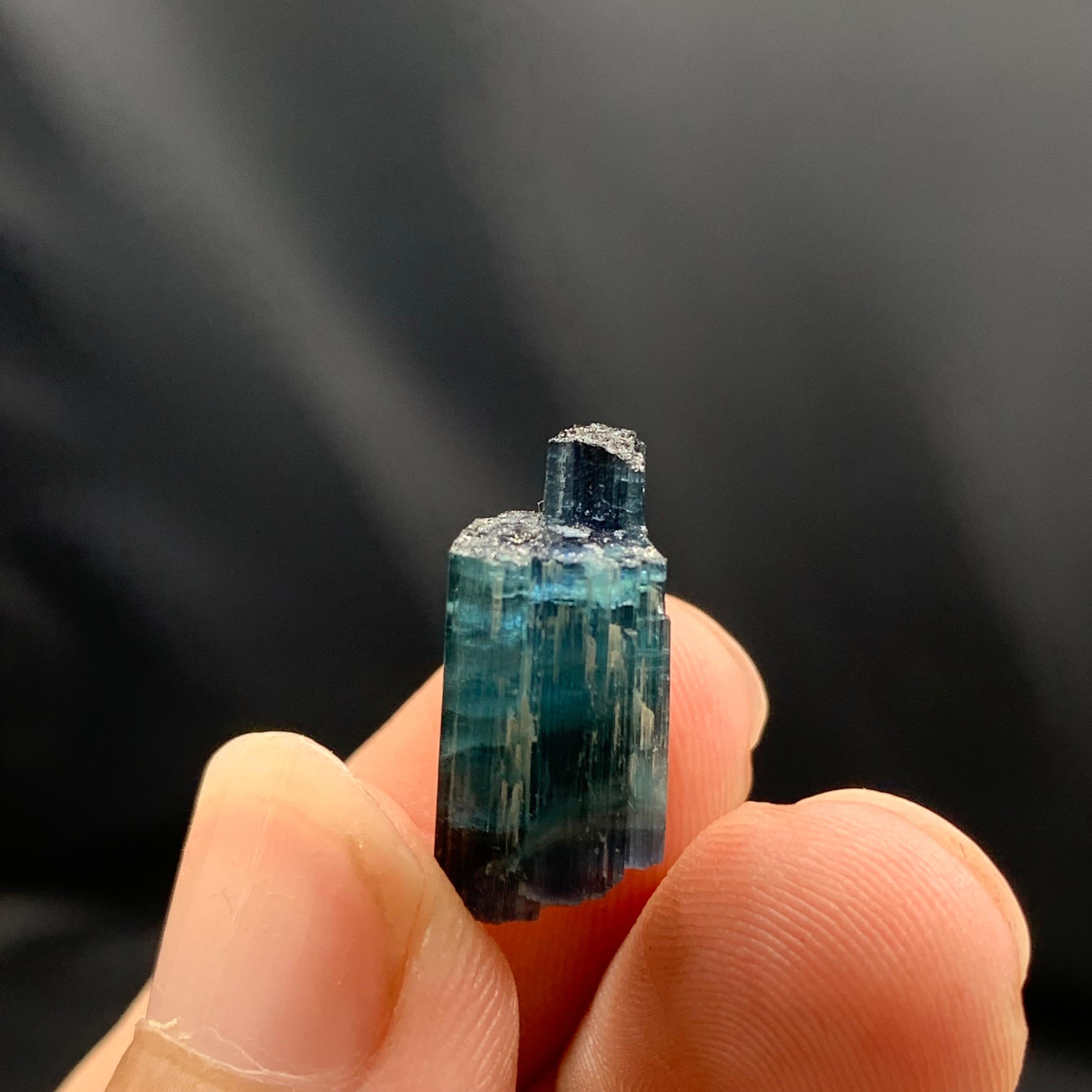3 Grams Terminated Indicolite Tourmaline Crystals From Afghanistan In Excellent Condition For Sale In Peshawar, PK