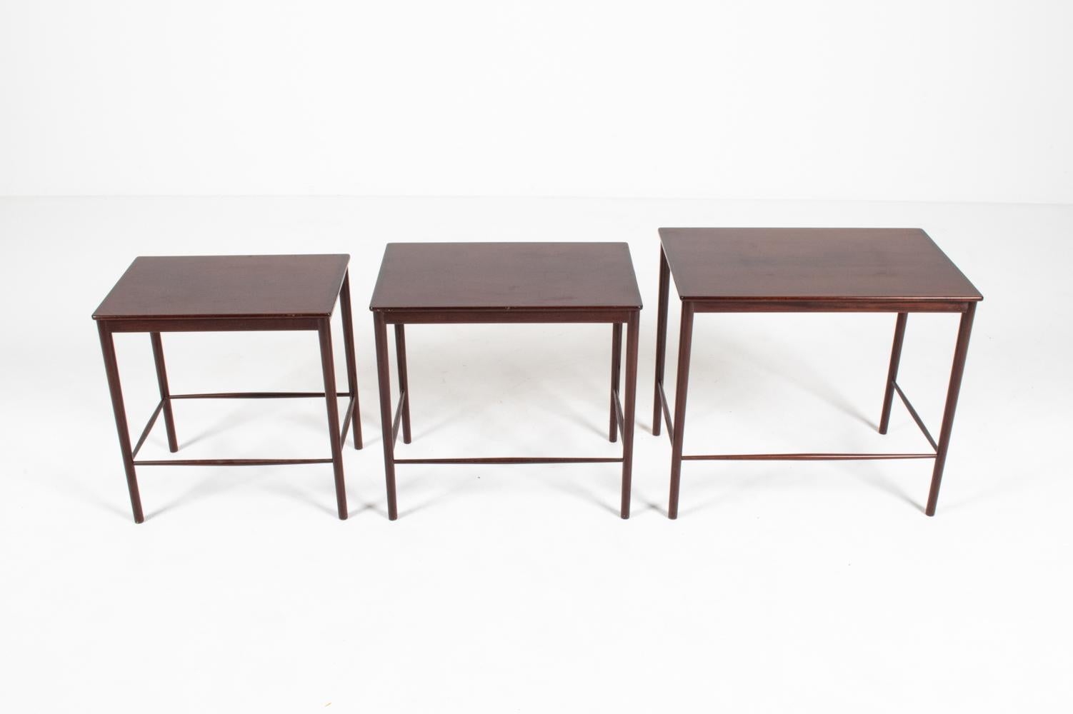 (3) Grete Jalk for Poul Jeppesen Danish Mid-Century Nesting Tables For Sale 6