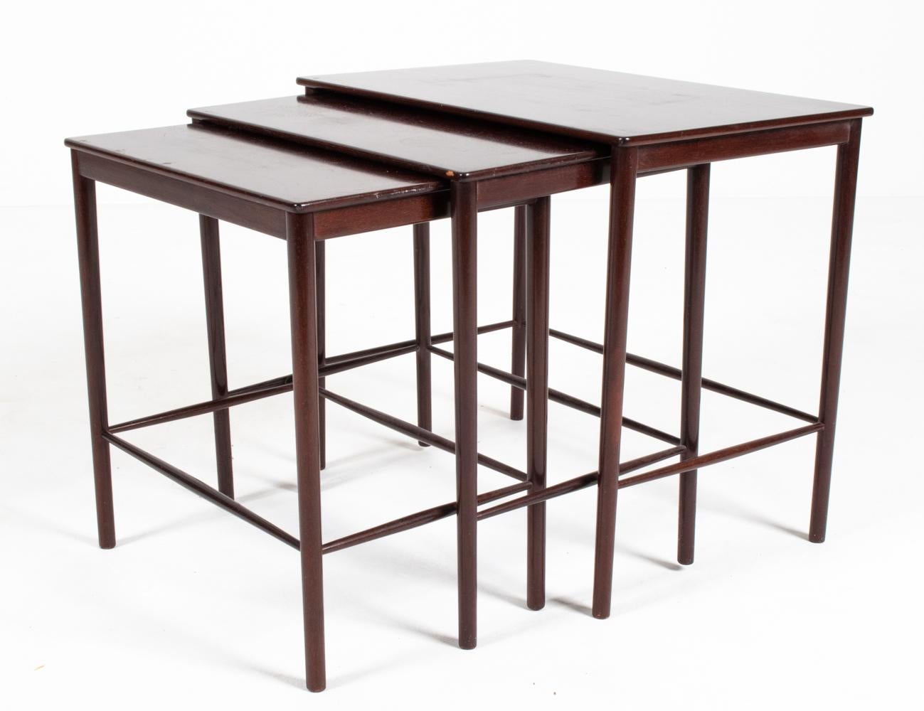 Scandinavian Modern (3) Grete Jalk for Poul Jeppesen Danish Mid-Century Nesting Tables For Sale