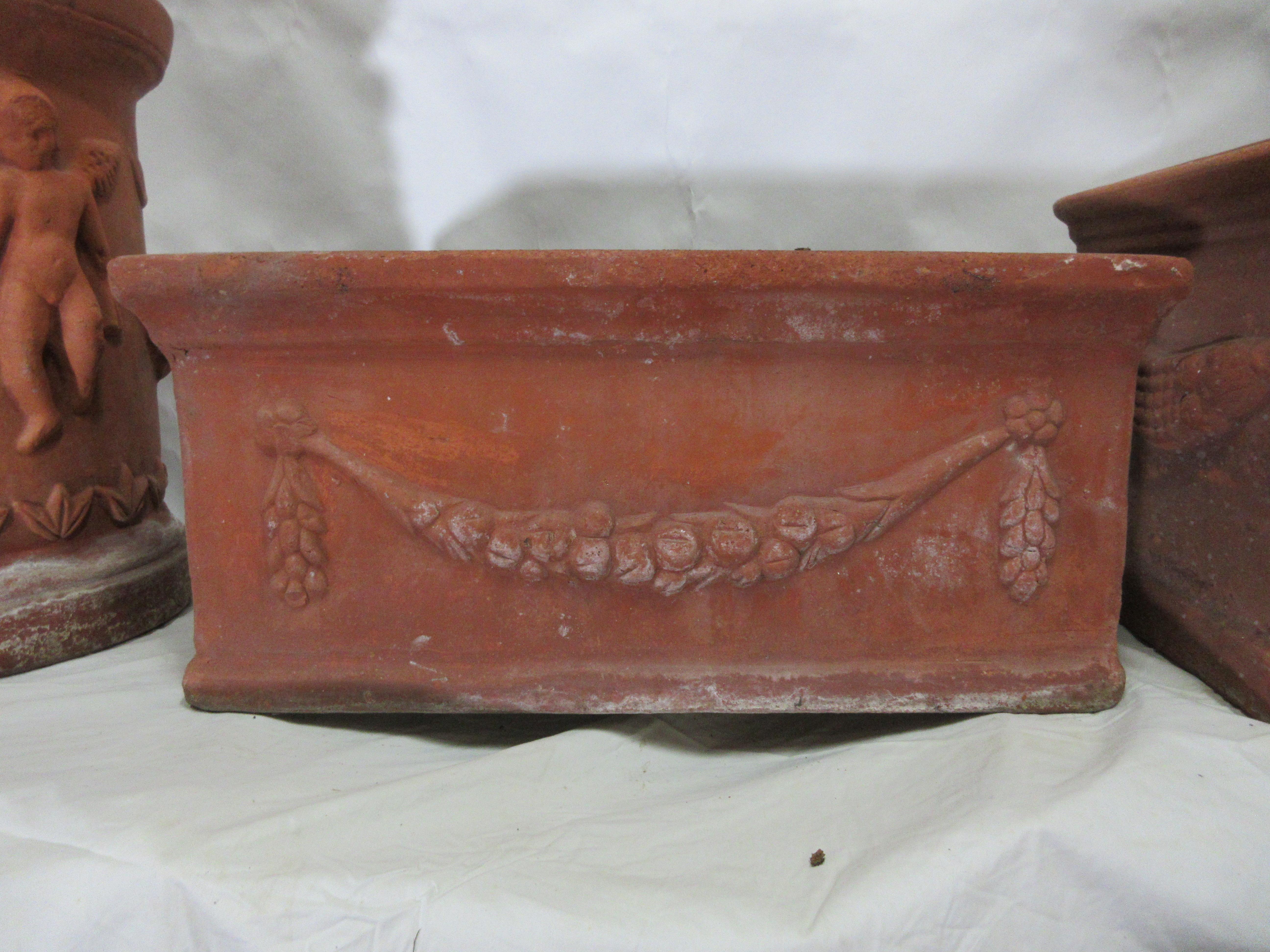 Terracotta 3 Gustavian Style Planters For Sale