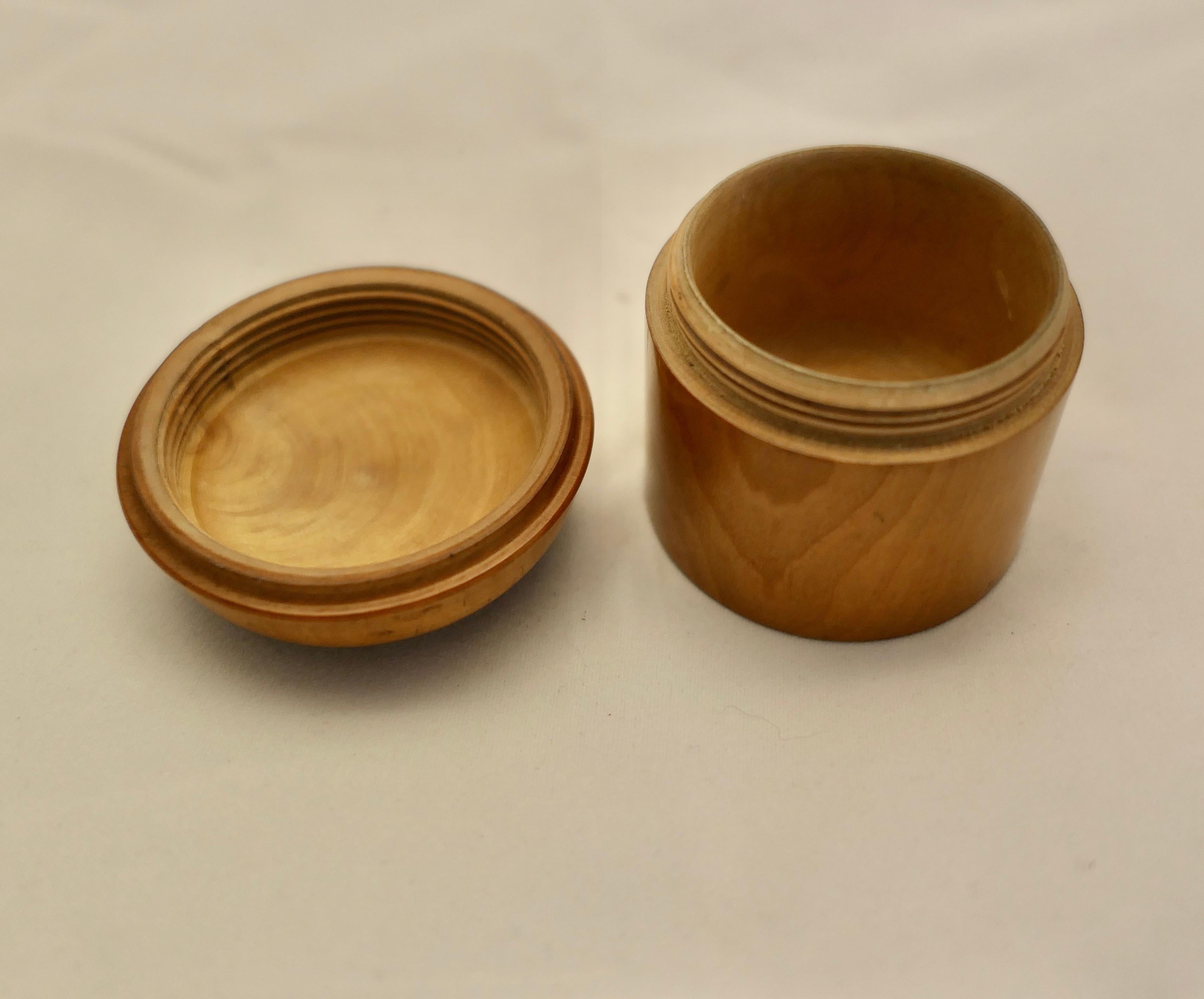 3 Hand Made Sycamore Treen Pots with Lids  The pots have a rich colour   For Sale 1