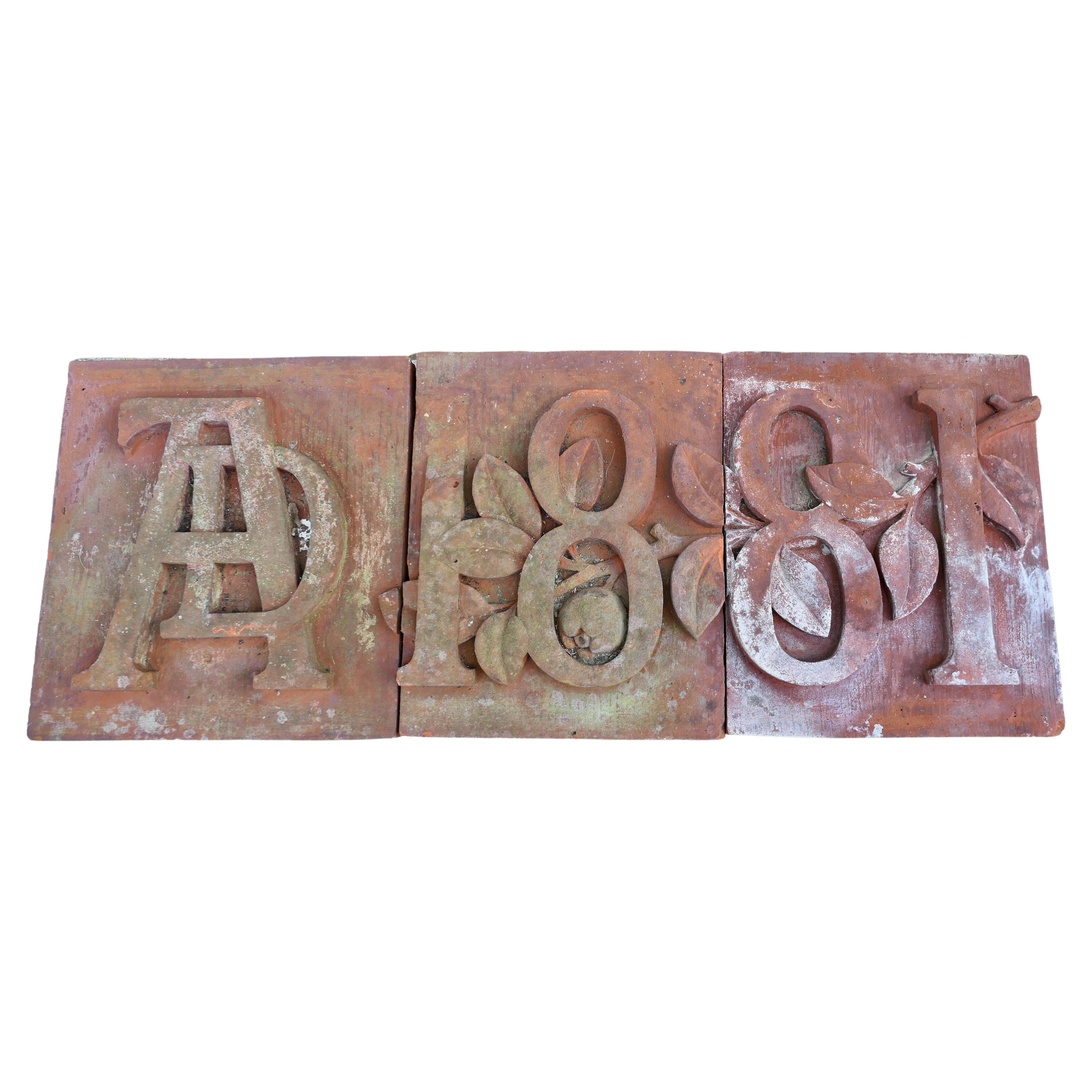 3 Hand Made Terracotta Foundation Stones AD1881