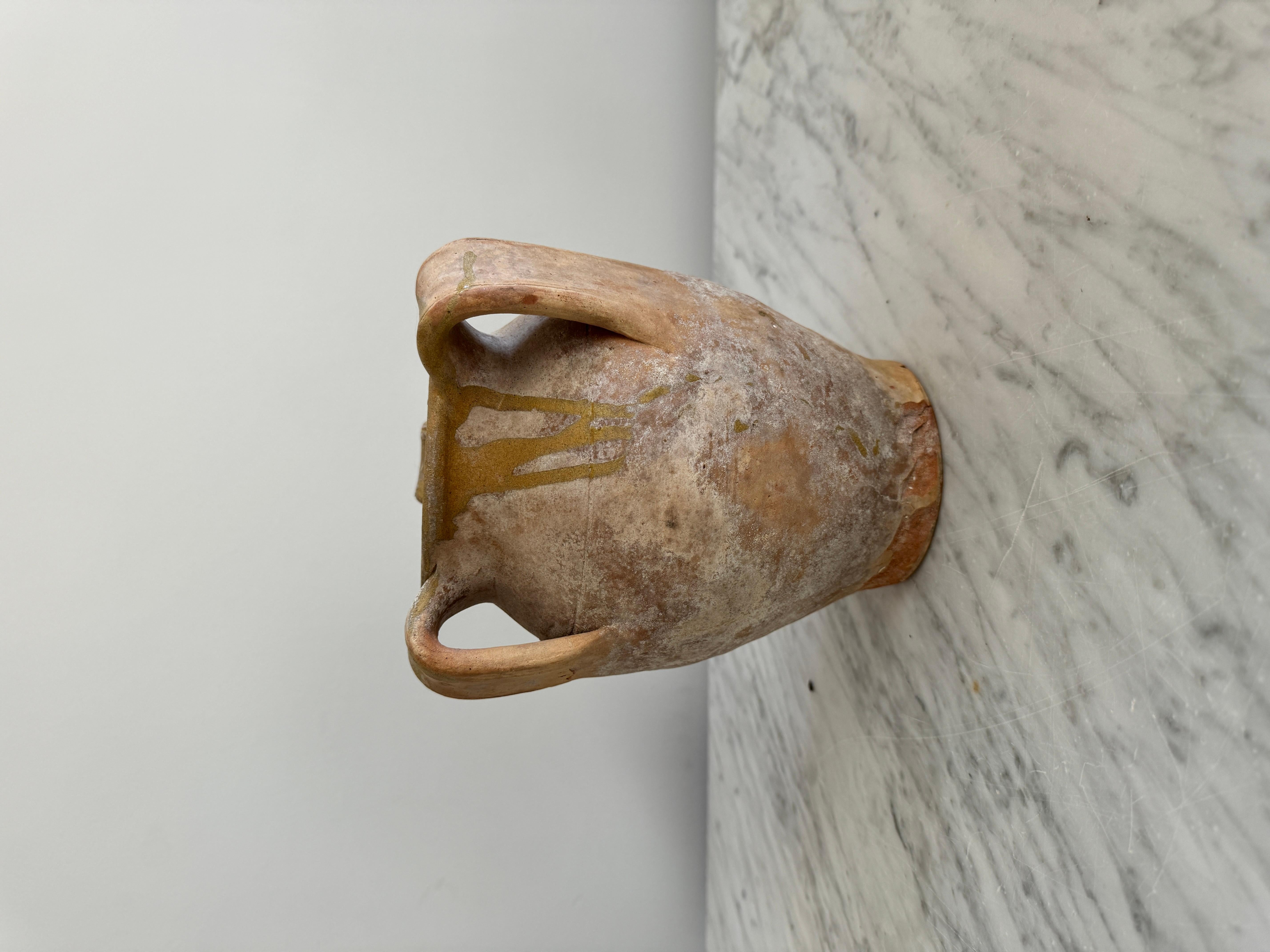 18th Century 3 Handle Plain Beige Drip Calabrese Pots For Sale