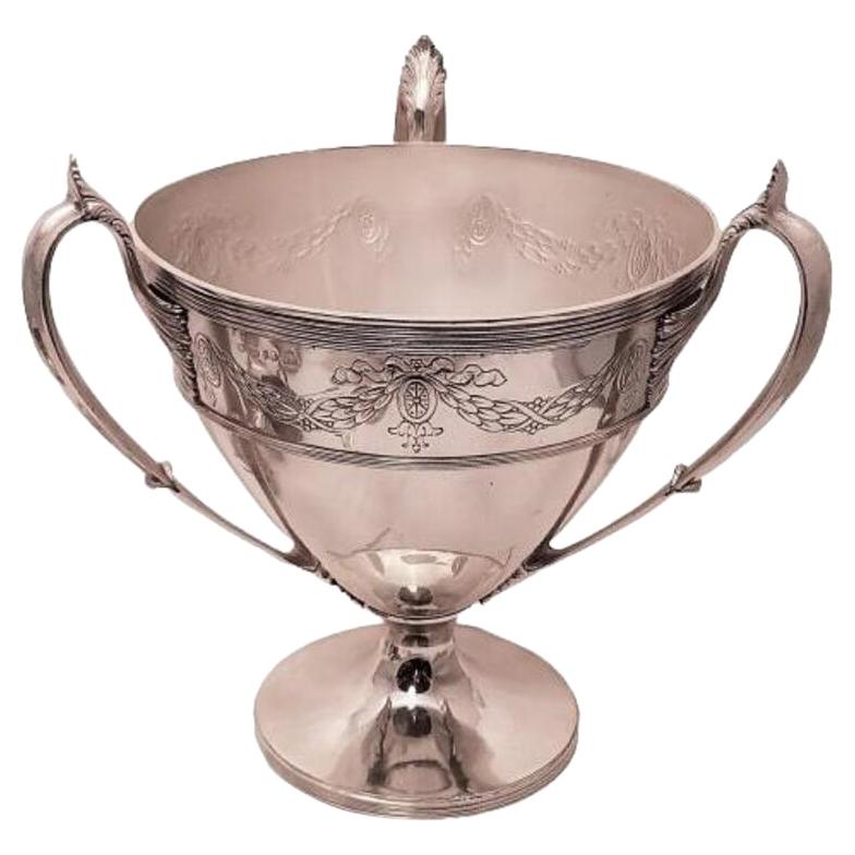 3-Handled English Sterling Silver Presentation Trophy Vase Centerpiece from 1916