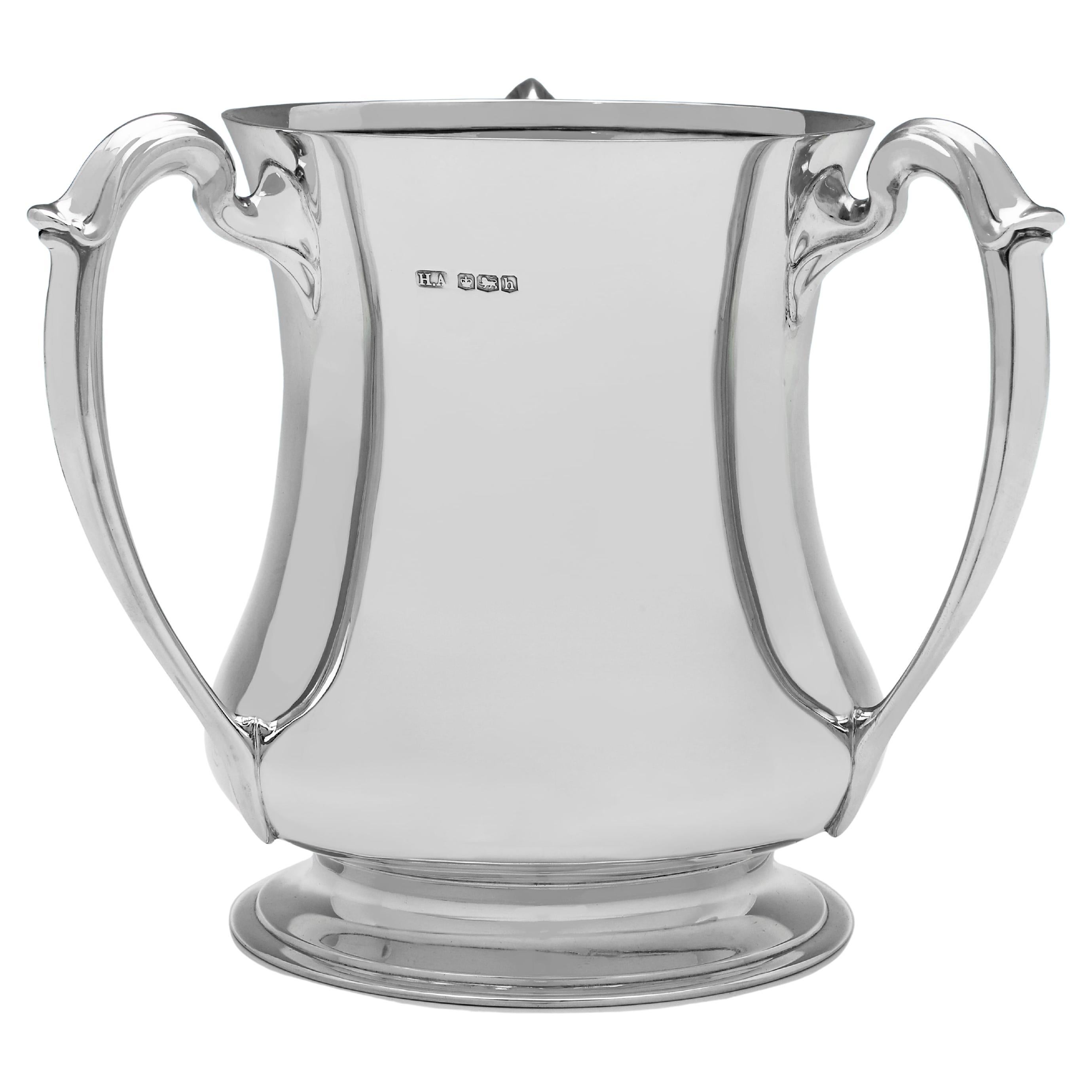 3 handled sterling silver loving cup by Henry Atkin - Made in 1925 - Wine cooler