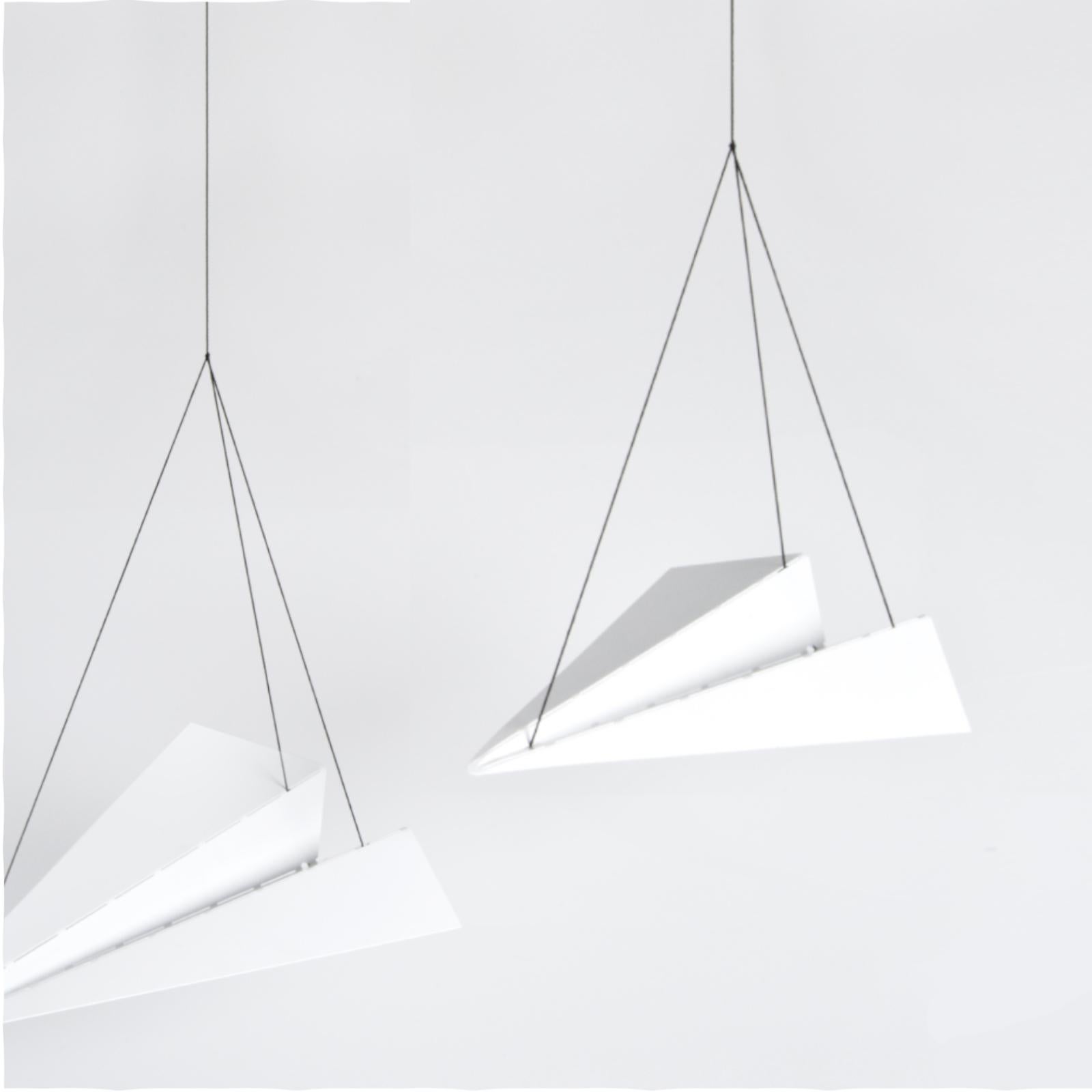 Minimalist 3 Hanging Metal Origami Planes (Contemporary art, sculptural object)