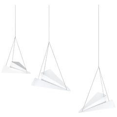 3 Hanging Metal Origami Planes (Contemporary art, sculptural object)