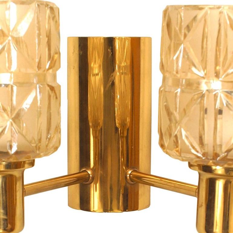 3 schwedische Mid-Century-Wandleuchter aus Messing und Glas von Hans Agne Jakobsen (Schwedisch) im Angebot