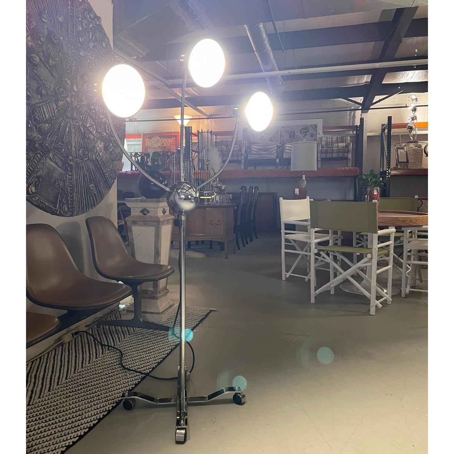 3 Head Hydra Adjustable Height Artist Studio or Workshop Industrial Floor Lamp 4