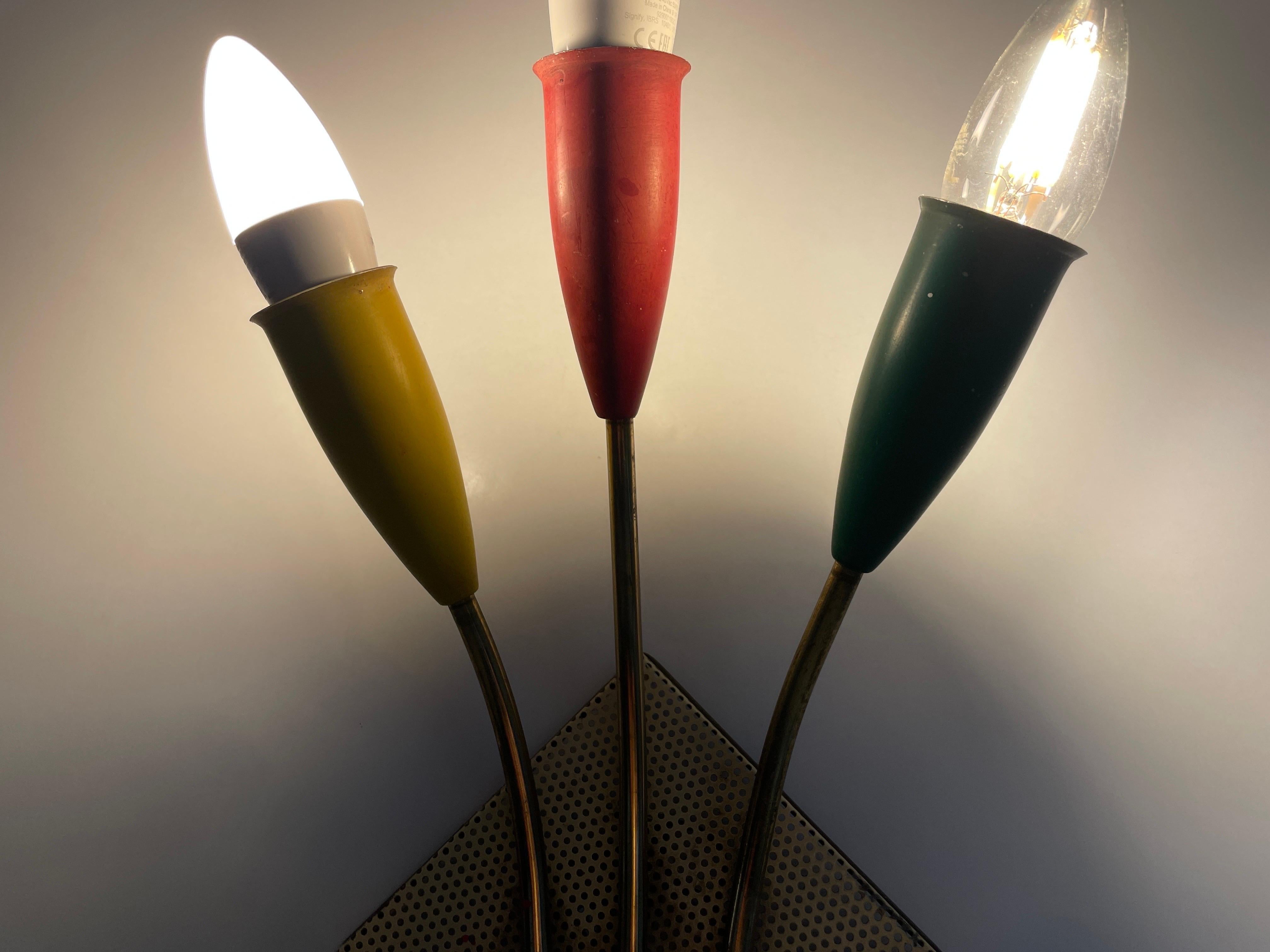 Lampada da parete Sputnik a 3 teste, giallo, rosso e verde, anni '50, Francia in vendita 6