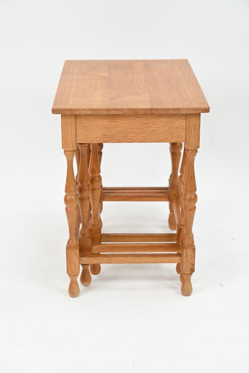 Mid-20th Century '3' Henning Kjernulf for FK Odense Oak Nesting Tables