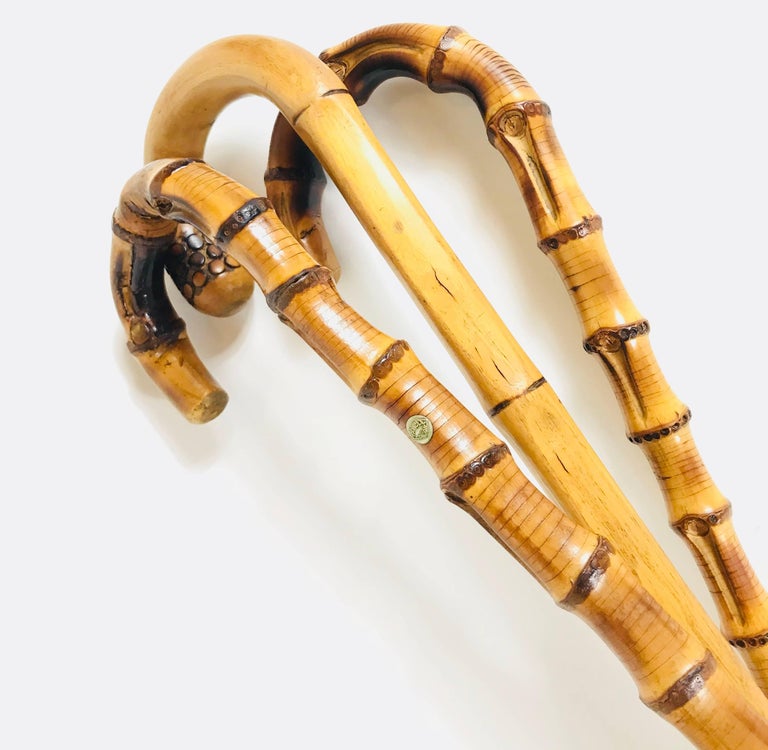 Three Henry Howell and Co. London Antique Bamboo Walking Sticks, 1920s
