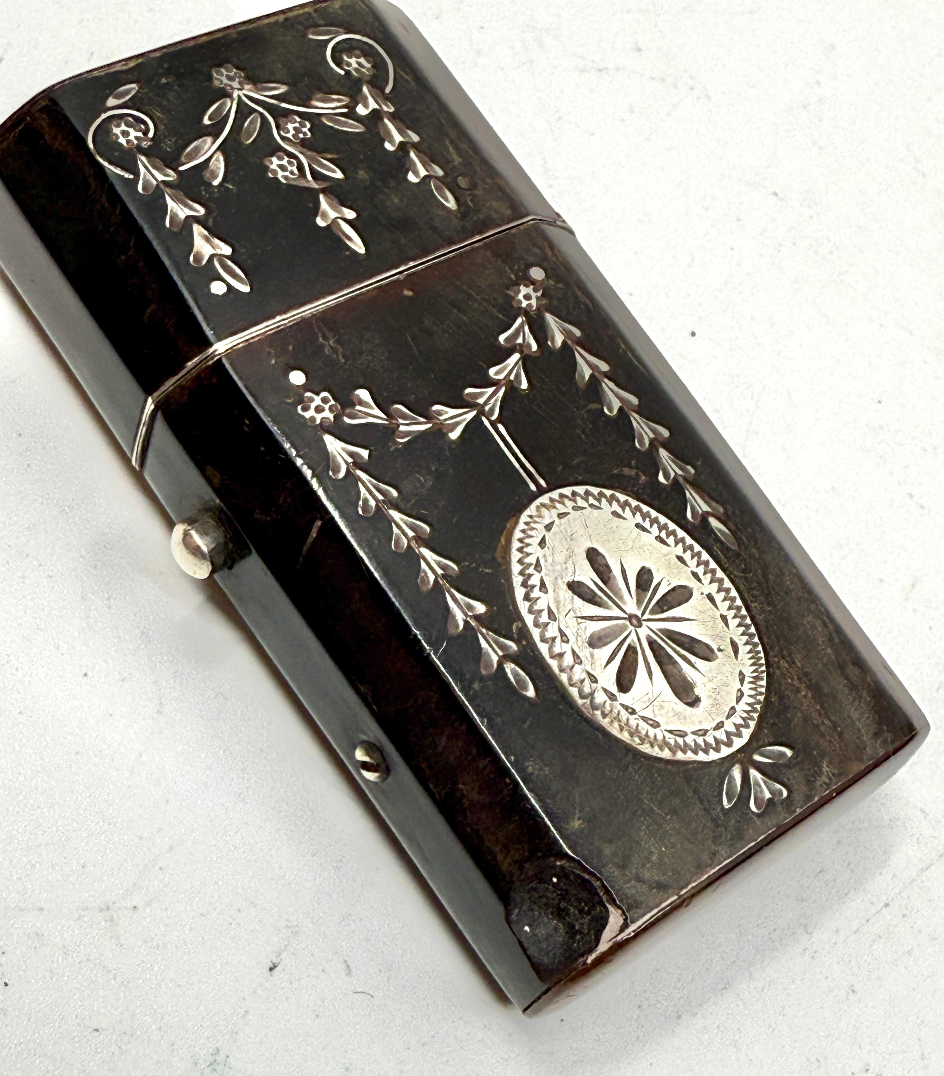 3 Horn, Wood and Silver Match Safes or Trinket Boxes For Sale 2