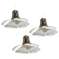 3 Huge Italian Vintage Blown Glass Ceiling Pendant Lights, 1960s