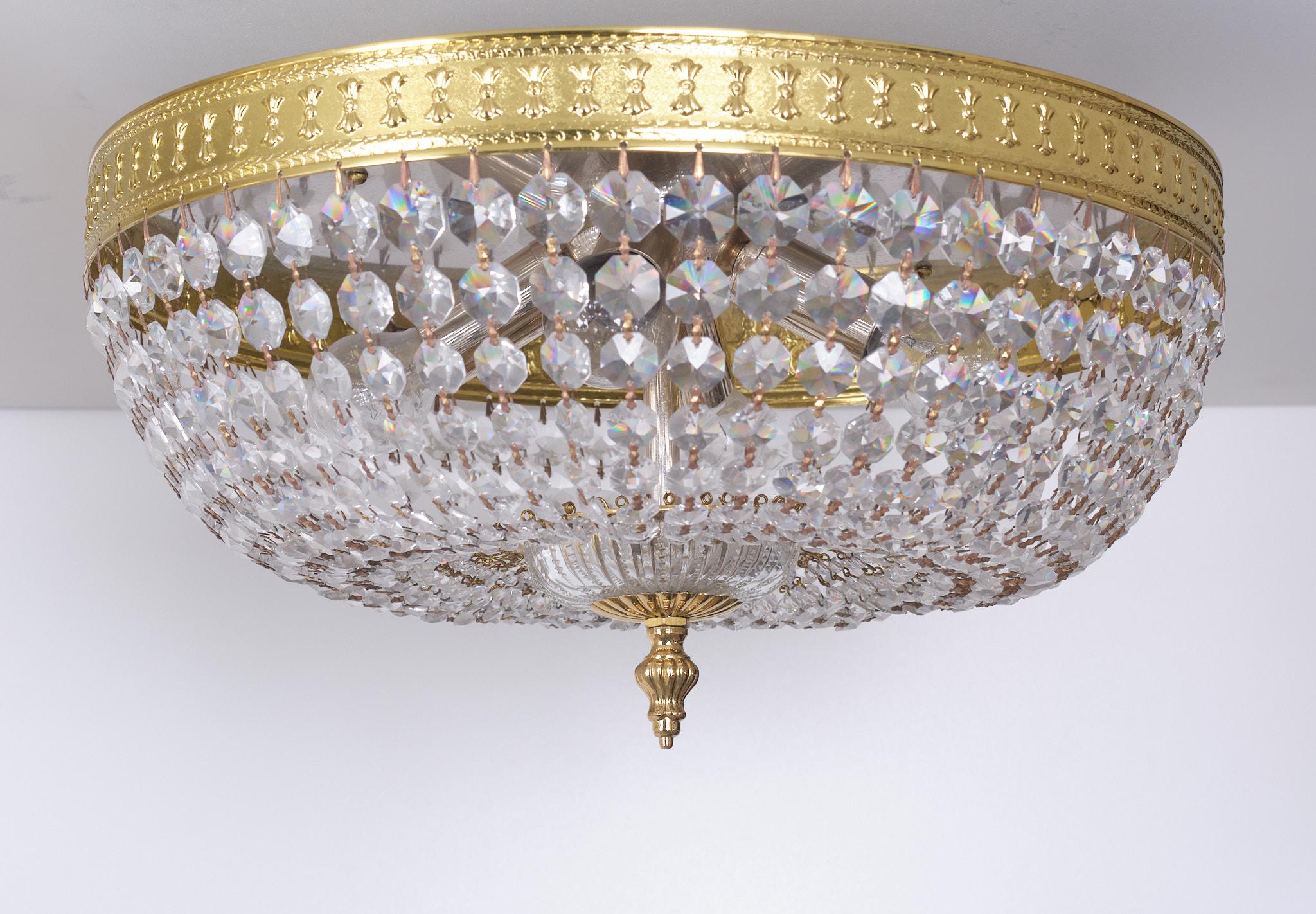 3 Identical Classic Crystal Flush Mount, 1970s 1