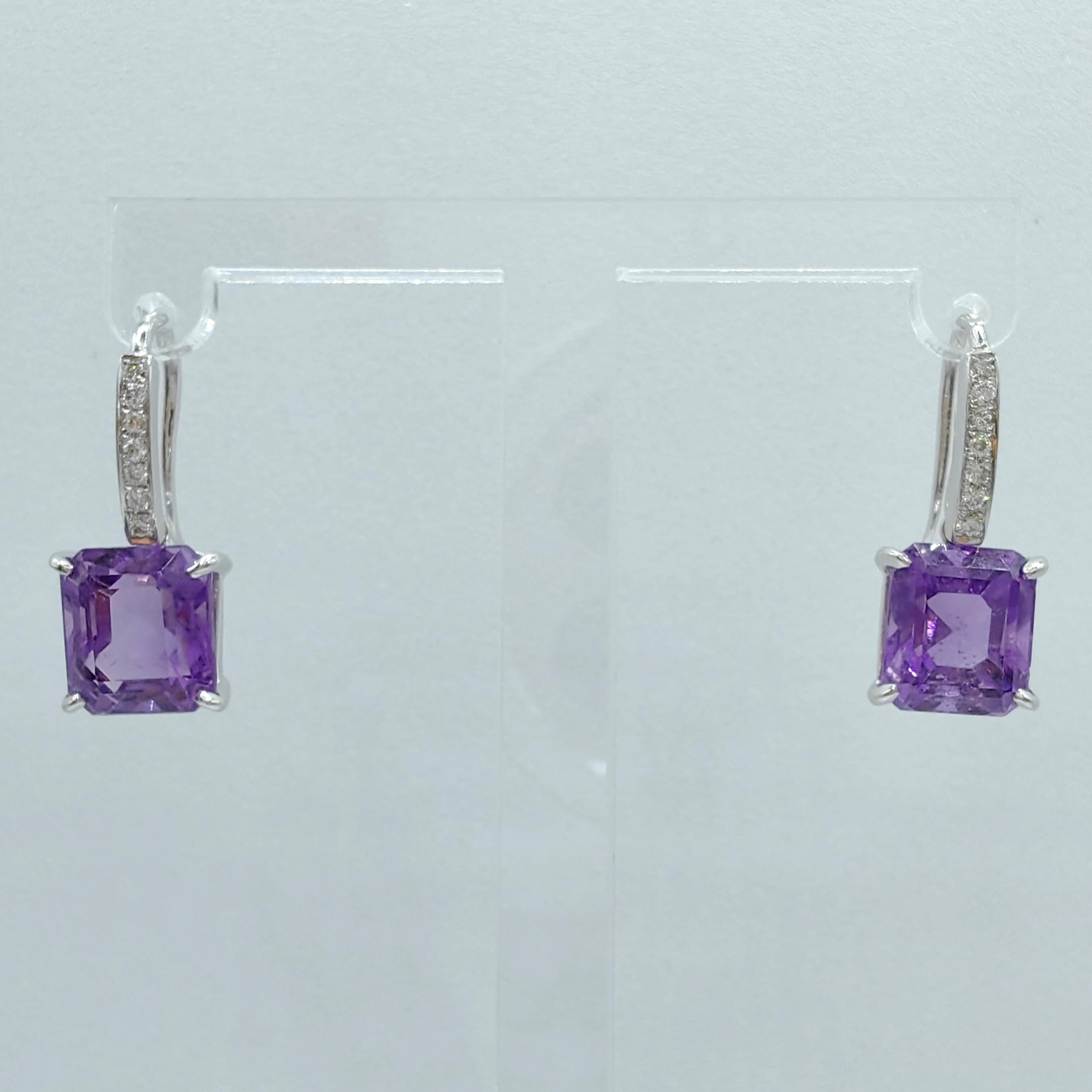 3-in-1 Amethyst/Citrine/Pearl Diamond 18K White Gold Drop Earrings Gift Set In New Condition For Sale In Wan Chai District, HK