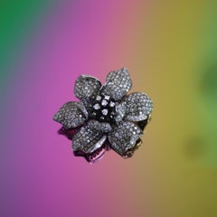 3 in 1 Cocktail-Ring-Brosche-Anhänger mit braunem und weißem und geschliffenem Diamant