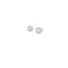 Boucles d'oreilles 3 en 1 en or blanc 18 carats avec halo de diamants détachables