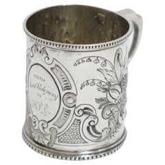 Coin Silver Antique English Georgian Fruit Decorated Baby Cup