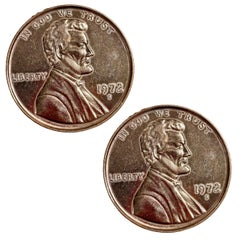 3 inch 1972 Metal Penny Coin Drink Coaster, Set of two