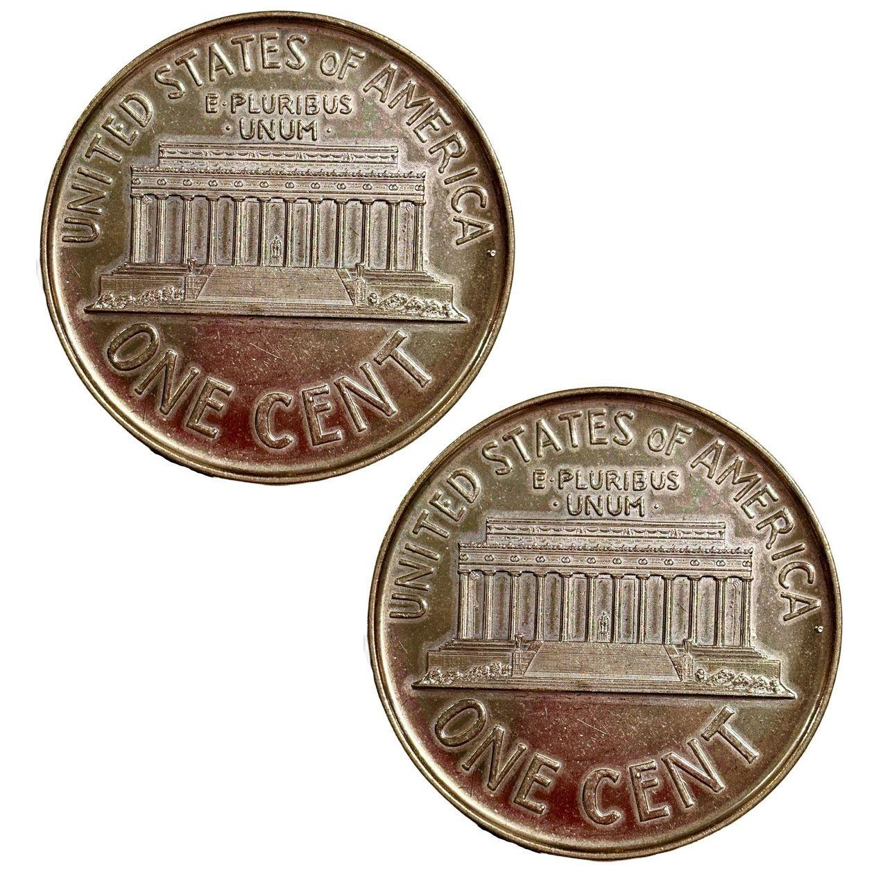 American 3 inch 1972 Metal Penny Coin Drink Coaster, Set of two