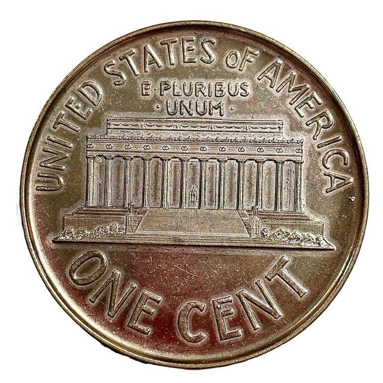 Late 20th Century 3 inch 1972 Metal Penny Coin Drink Coaster, Set of two