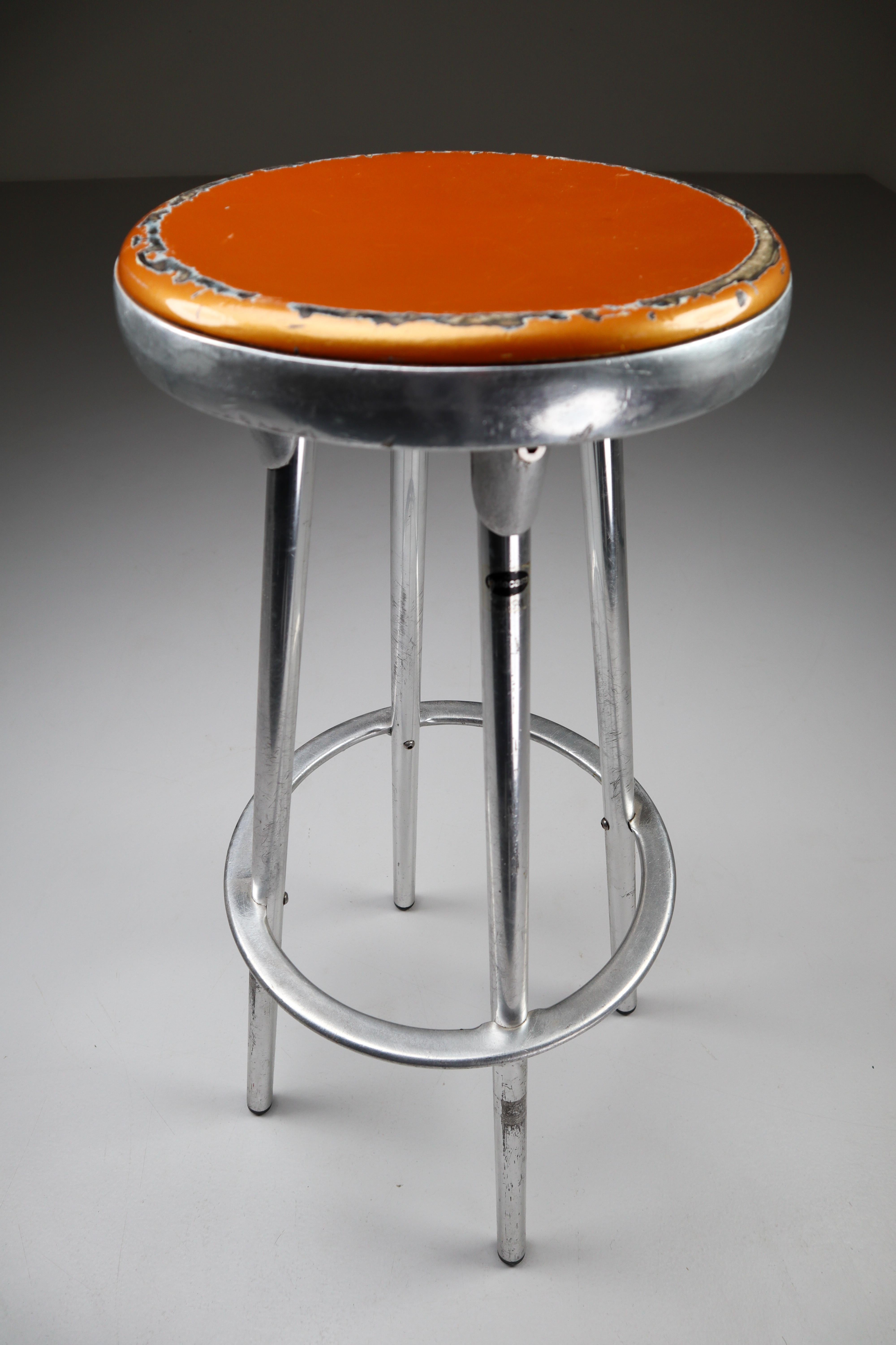 Mid-Century Modern 3 Industrial Bar Stools in Aluminum by Joan Casas Y Ortinez for Indecasa Spain