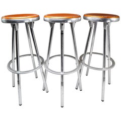 3 tabourets de bar industriels en aluminium de Joan Casas Y Ortinez pour Indecasa Espagne