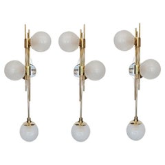 3 Italian Brass Gold Plated Wall Sconces