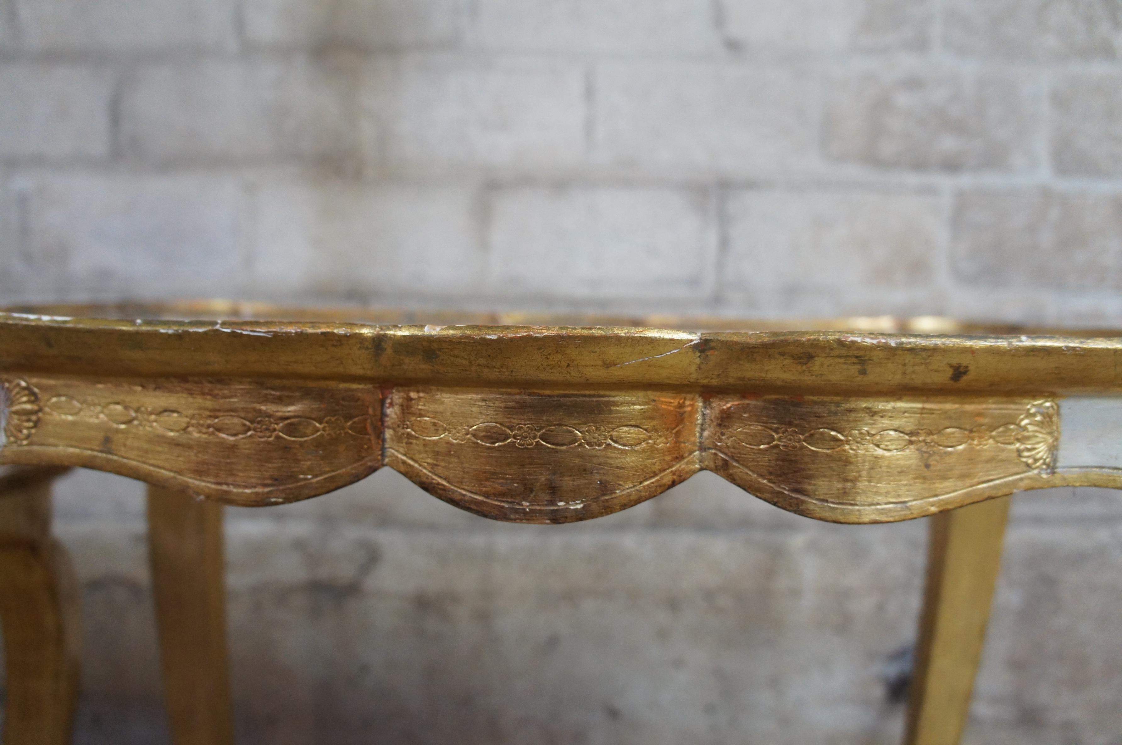 3 Italian Florentine Gold Painted Nesting End Accent Tables French Provincial 2