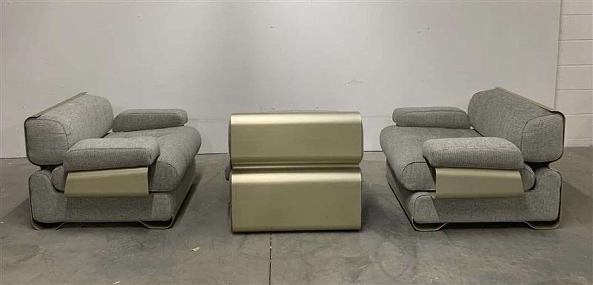 Alluminio 3 Sedie da salotto italiane del Mid Century in vendita