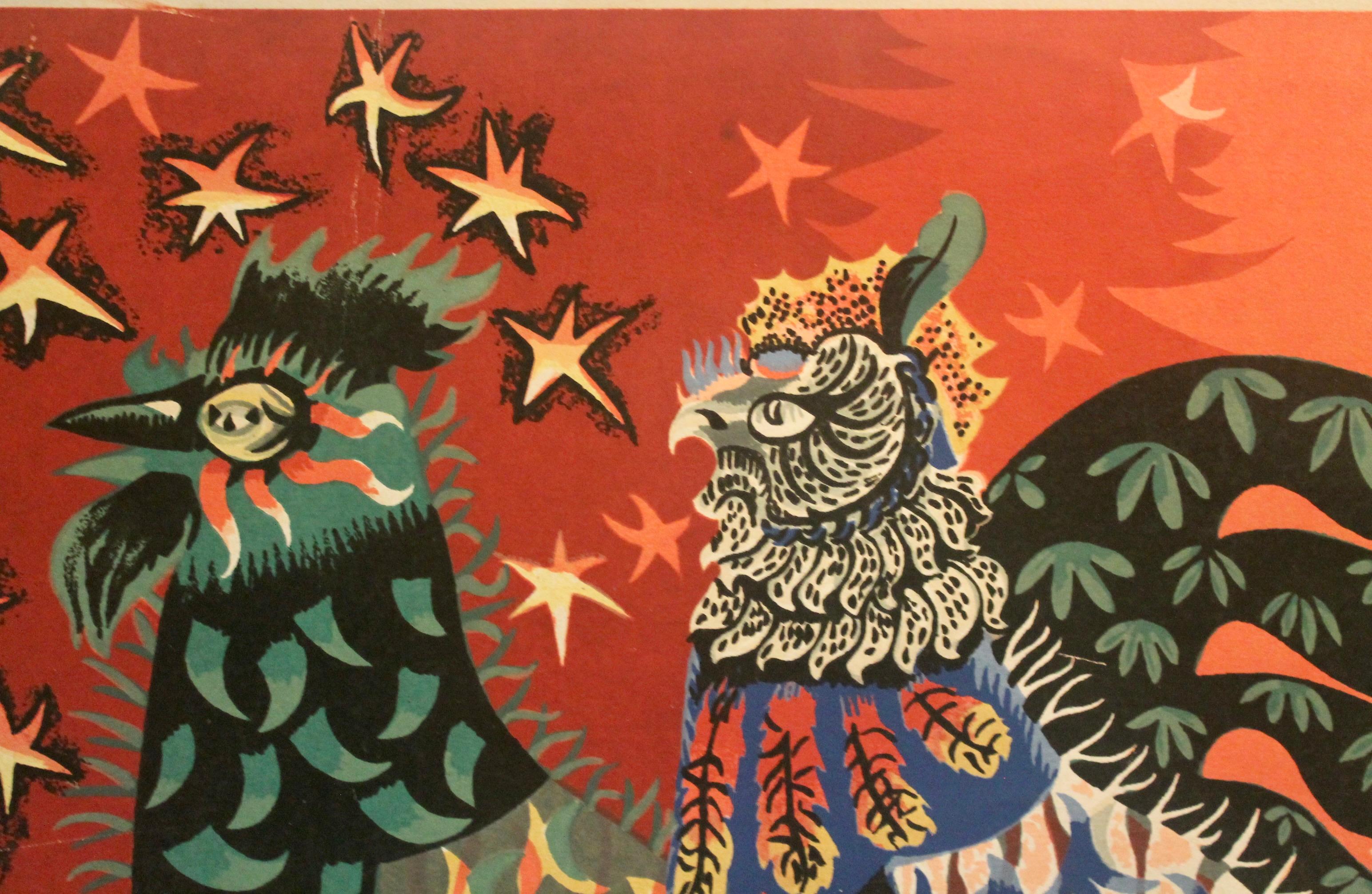 3 Jean Lurcat Colorful Screen Prints In Good Condition For Sale In Sharon, CT