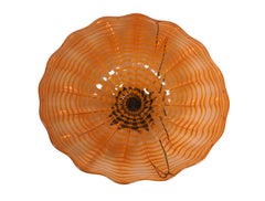 3 Jim DeLange Studio Art Glass Wall Hanging Ruffled Edge Sculpture Plates 17"