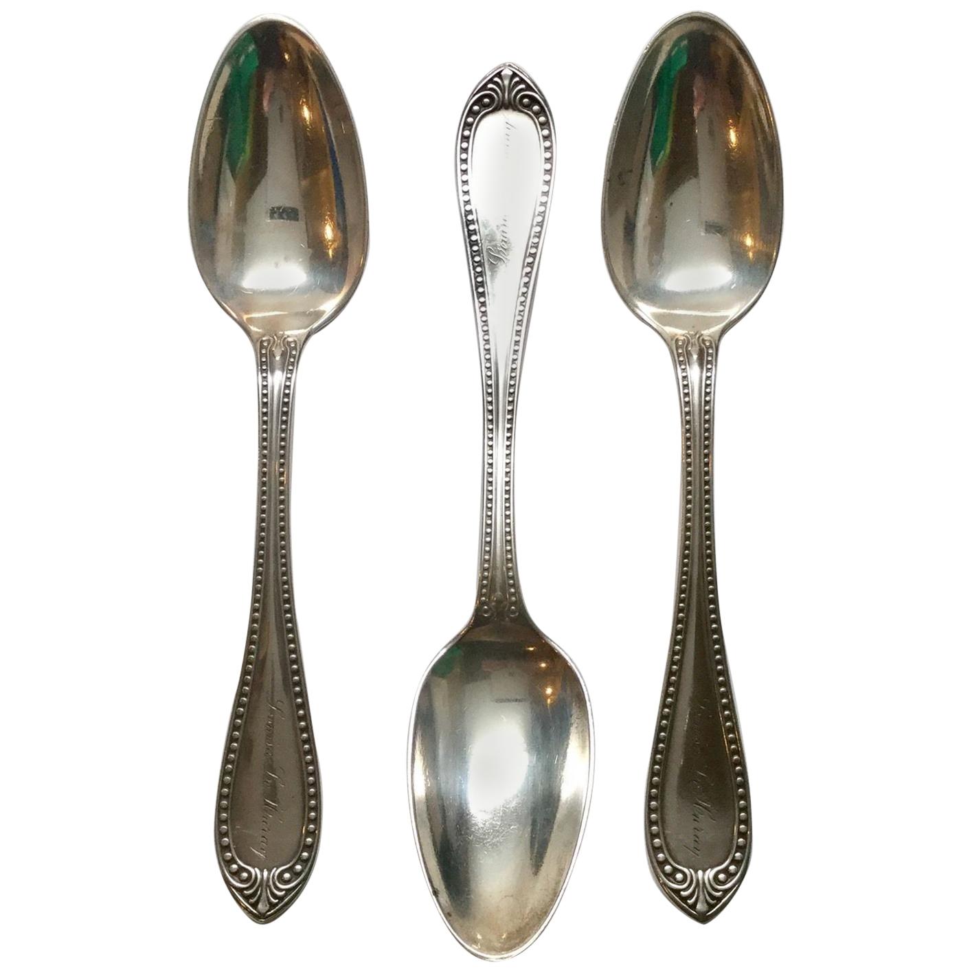3 John Polhamus für Tiffany & Co. Sterling Silber Perle Teelöffel