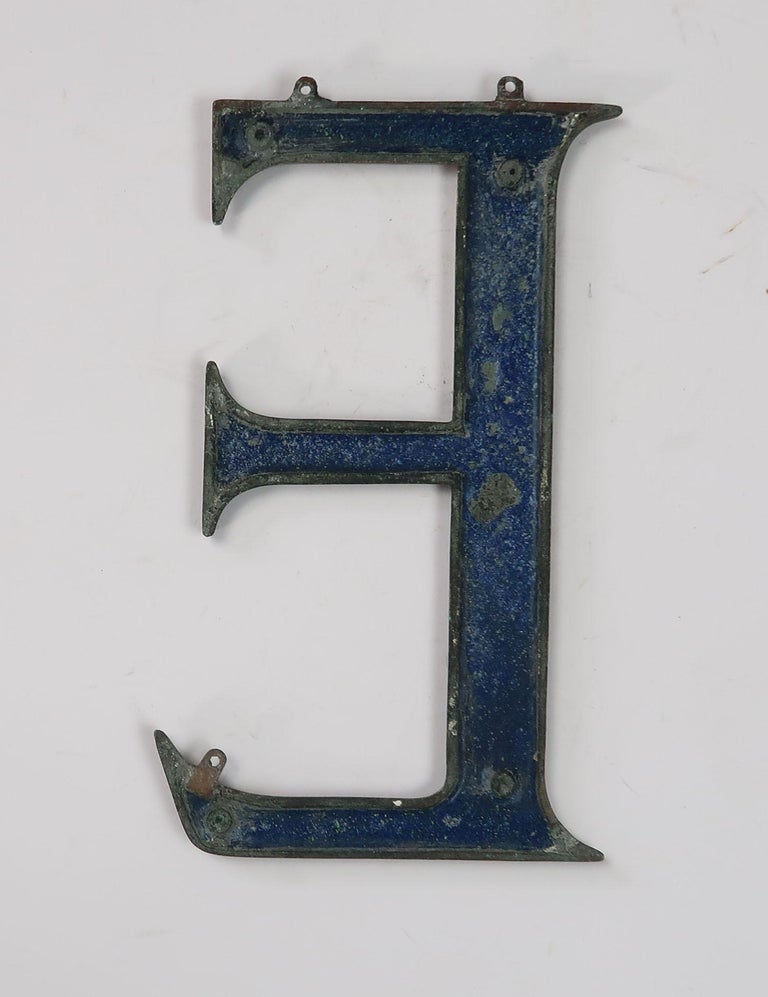 3 Large Antique Bronze and Enamel Letters or Initials, circa 1900 For Sale at 1stDibs