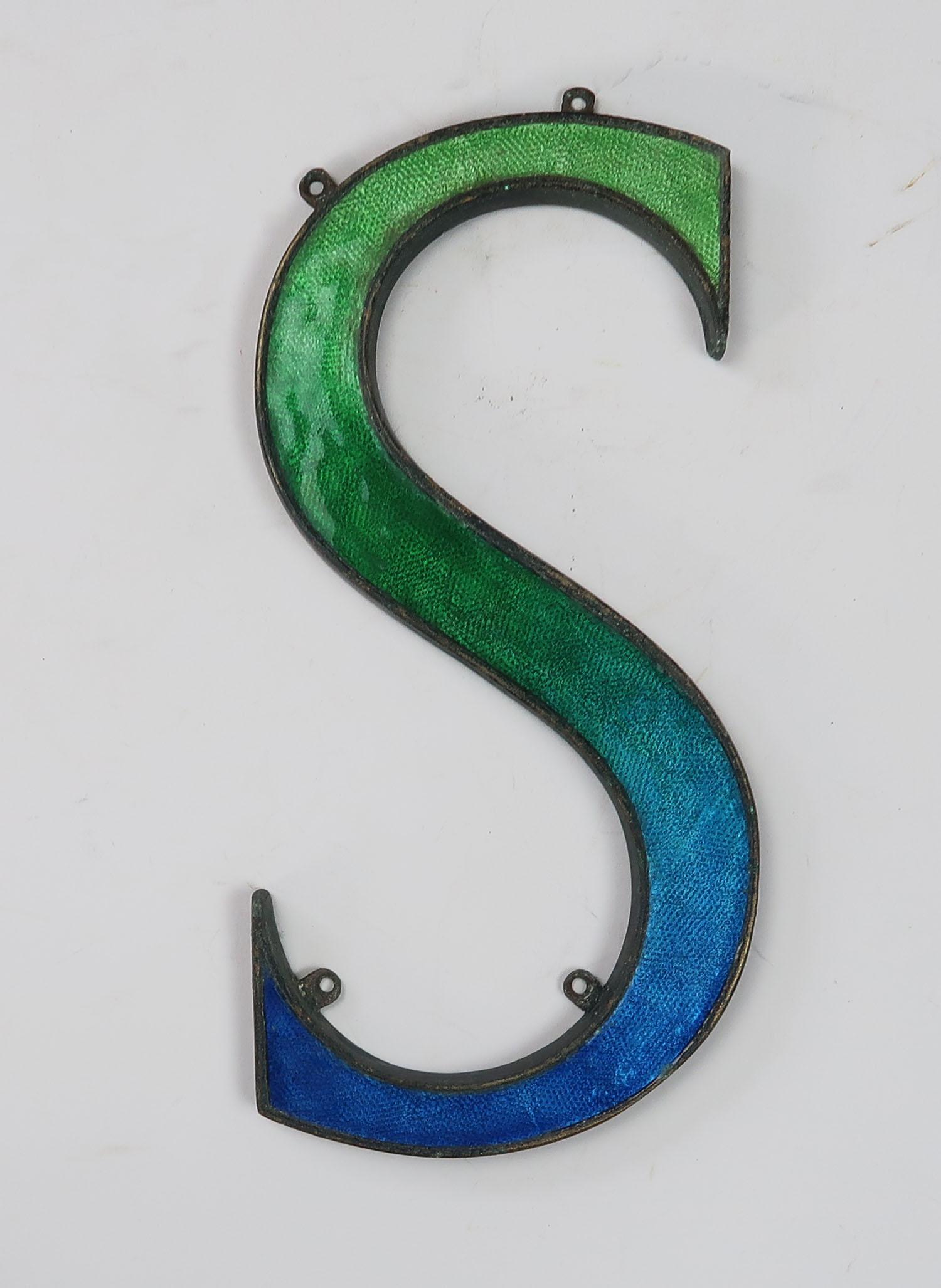 3 Large Antique Bronze and Enamel Letters or Initials, circa 1900 In Good Condition In St Annes, Lancashire