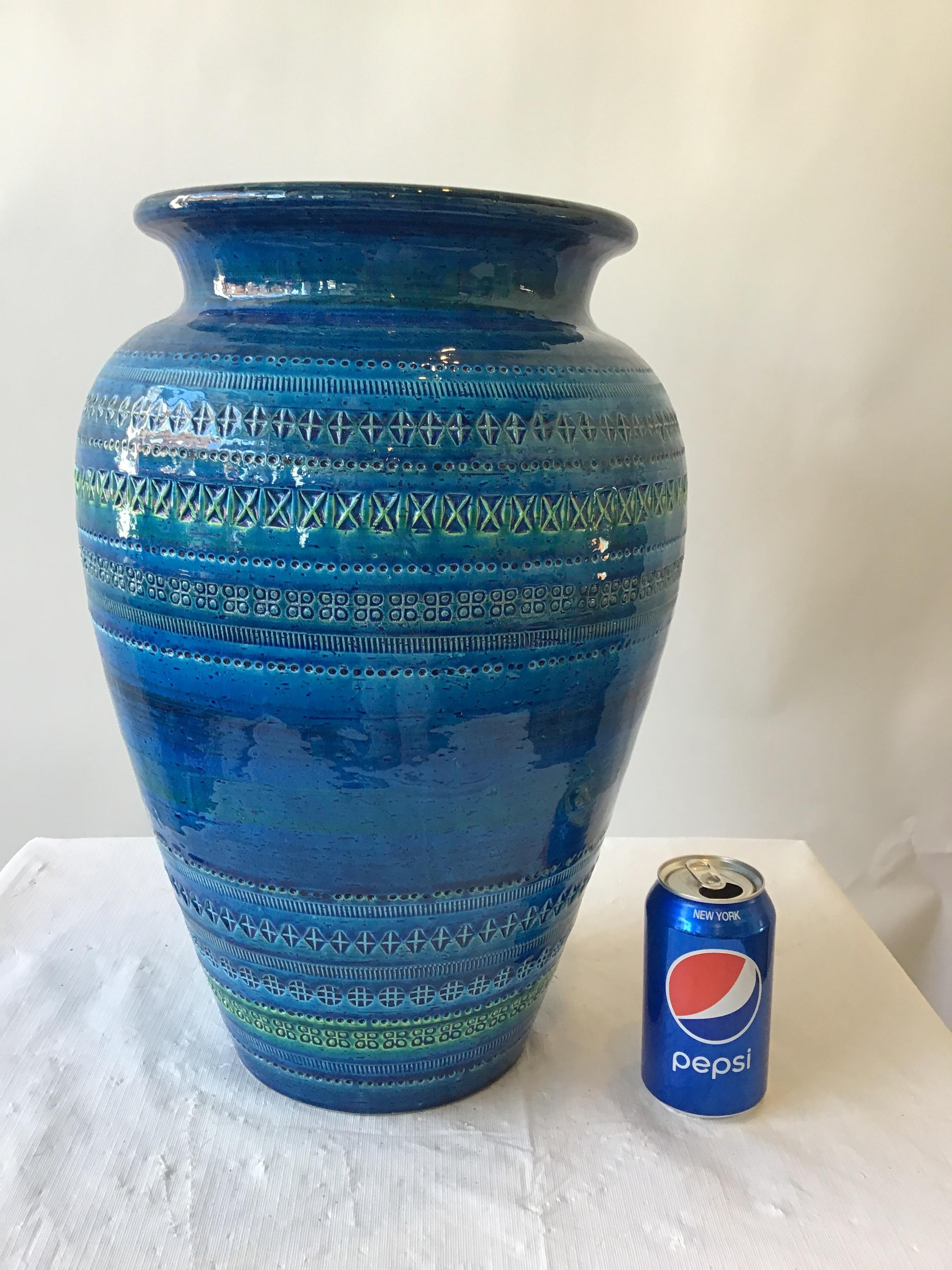 Large Bitossi blue Rimini Flavia Montelupo vases.