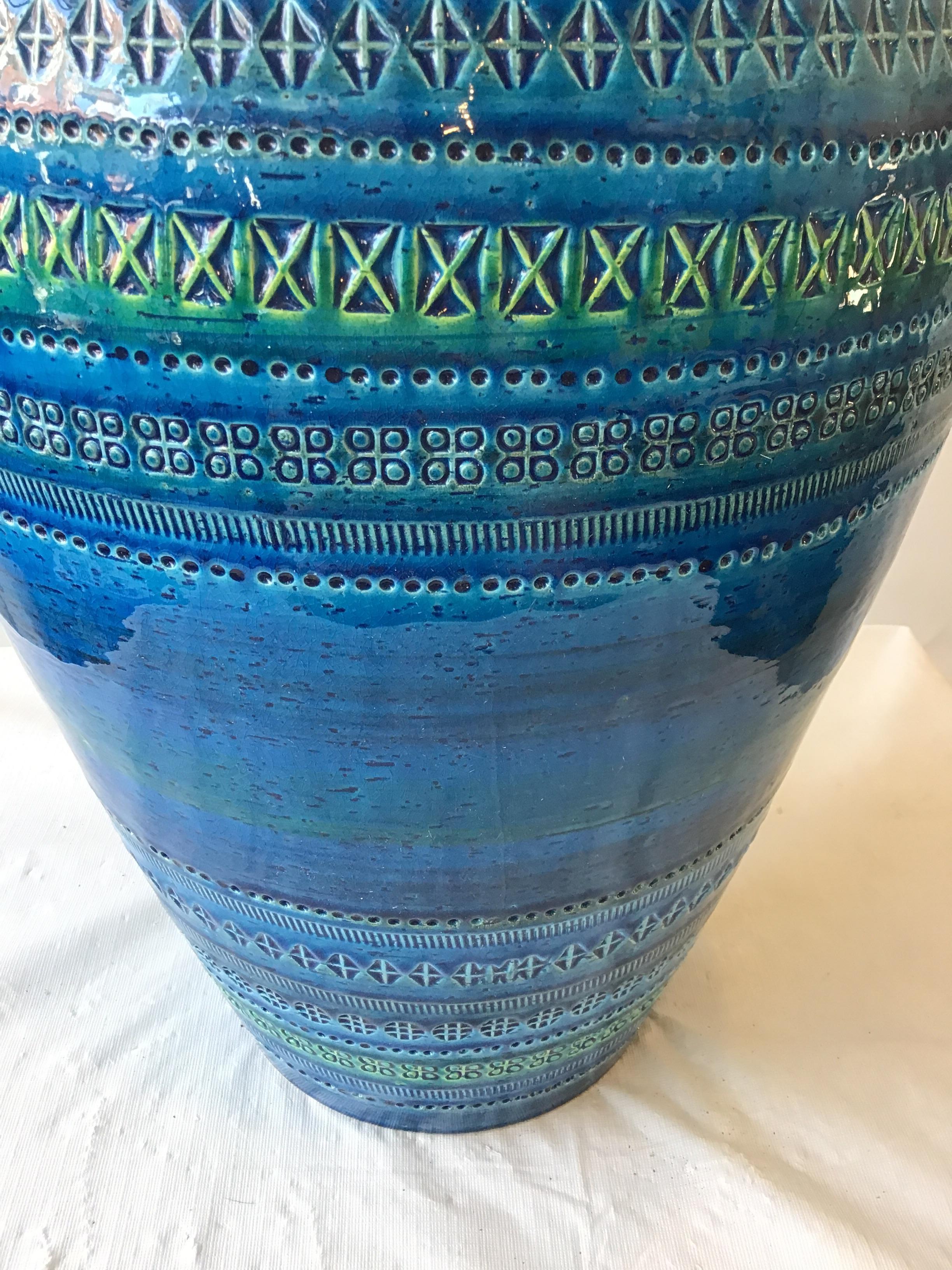 3 Large Bitossi Blue Rimini Flavia Montelupo Vases In Good Condition In Tarrytown, NY