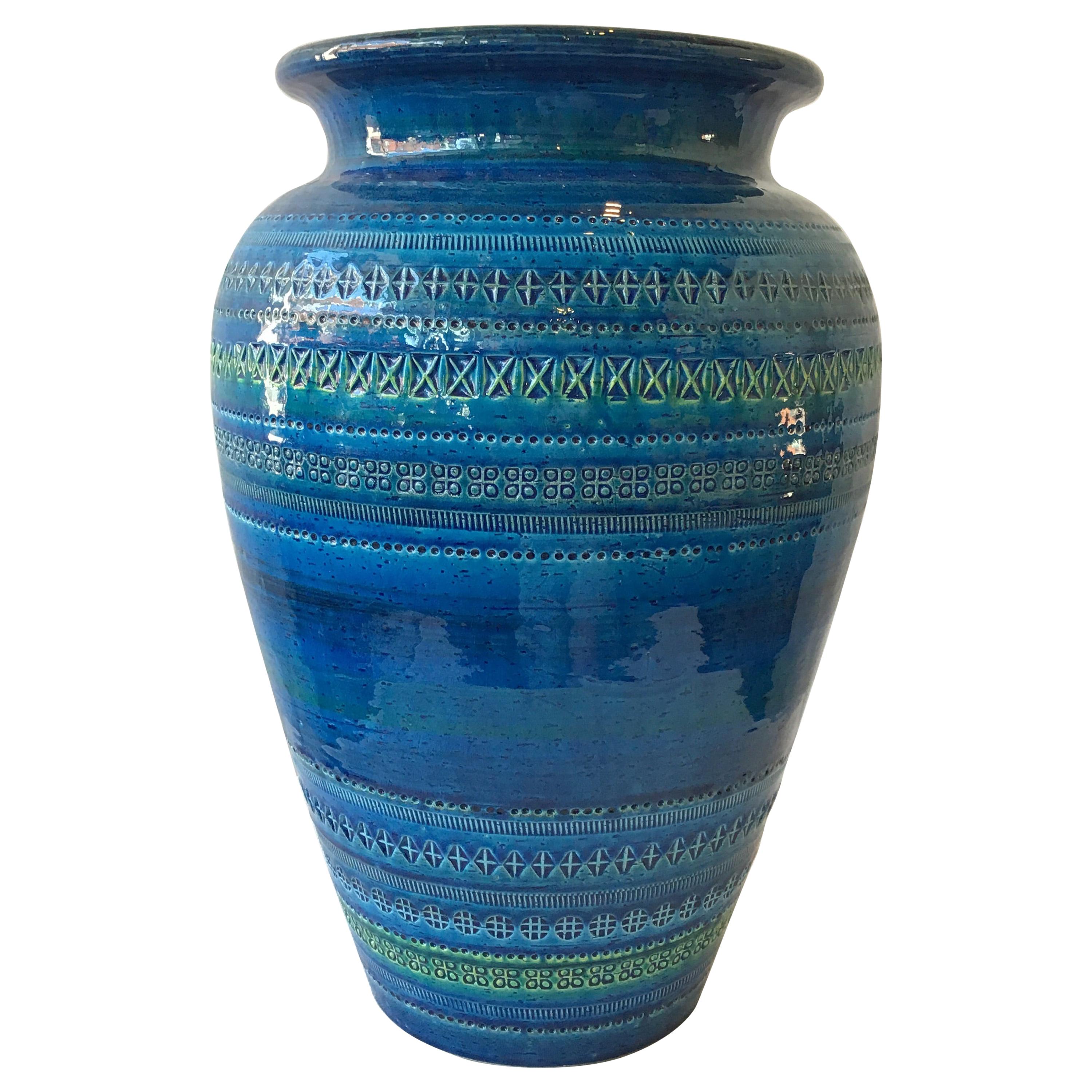3 Large Bitossi Blue Rimini Flavia Montelupo Vases