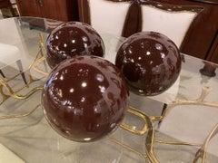 3 Large Burgandy Ceramic Spheres