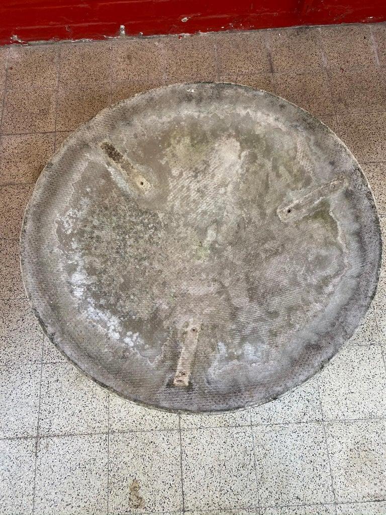 3 grandes jardinières à soucoupes en étain conçues par Willy Guhl avec base en fer forgé en vente 3