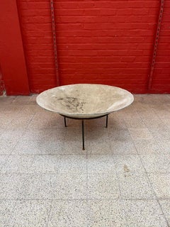 1 Large Eternit Saucer Planters Designed by Willy Guhl with Wrought Iron Base