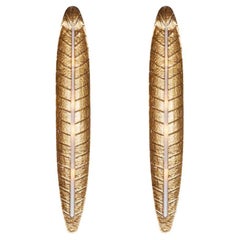 3 apliques grandes de cristal de Murano dorado con hojas de palmera